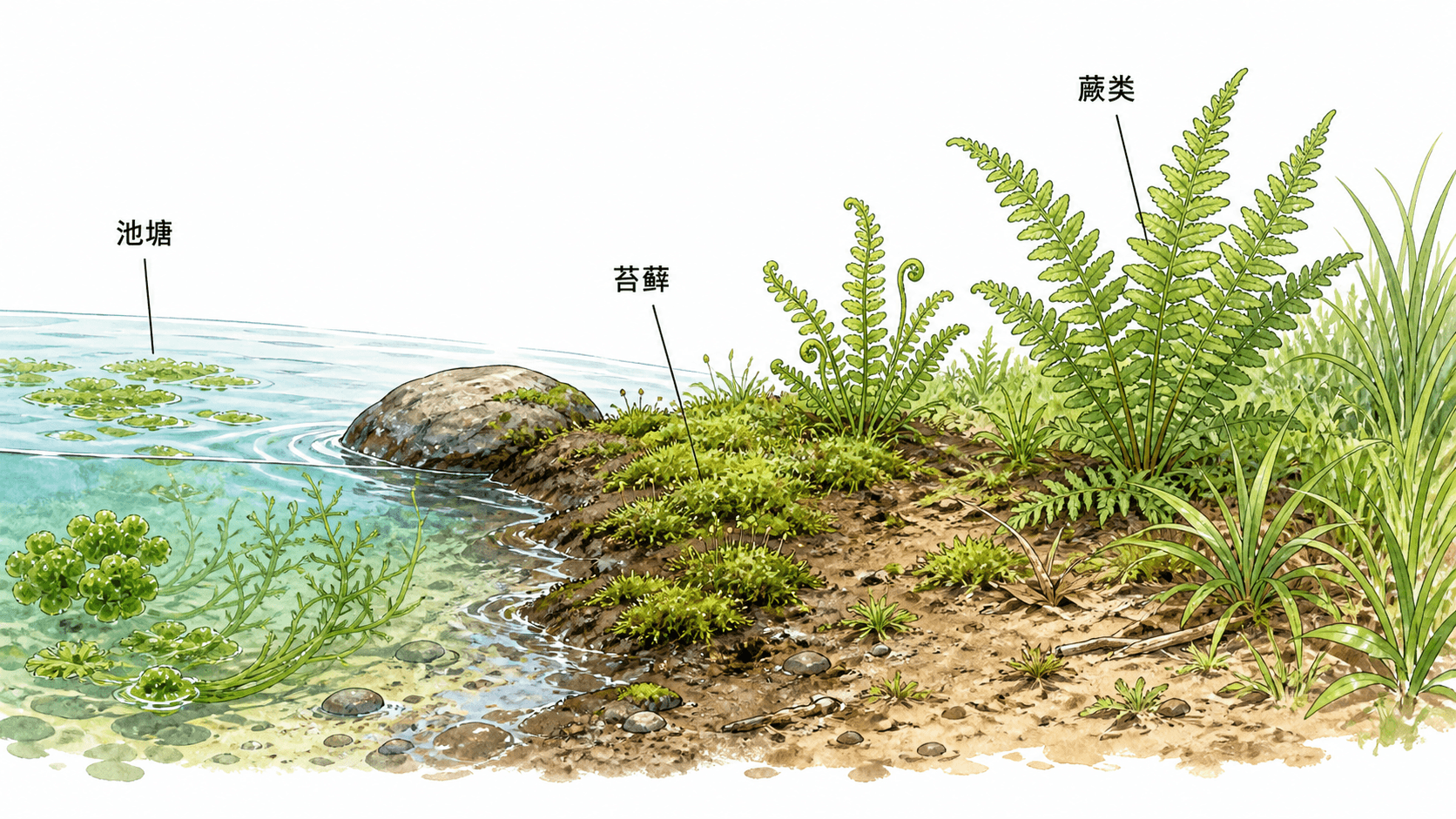 水边到陆地
