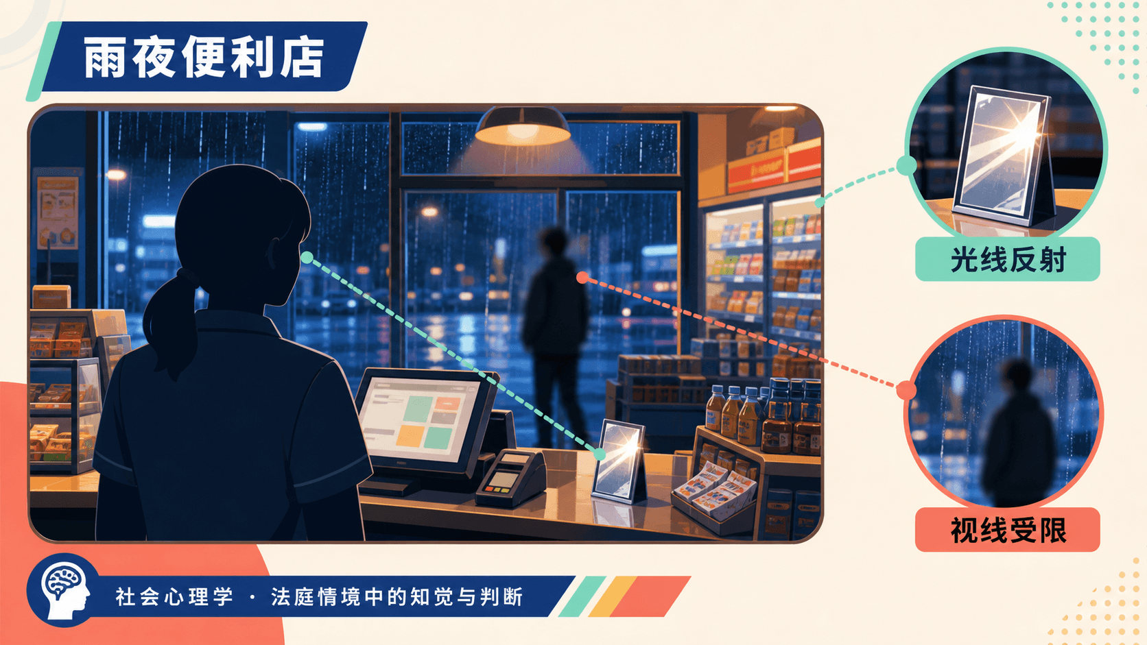 雨夜便利店内的目击场景信息图