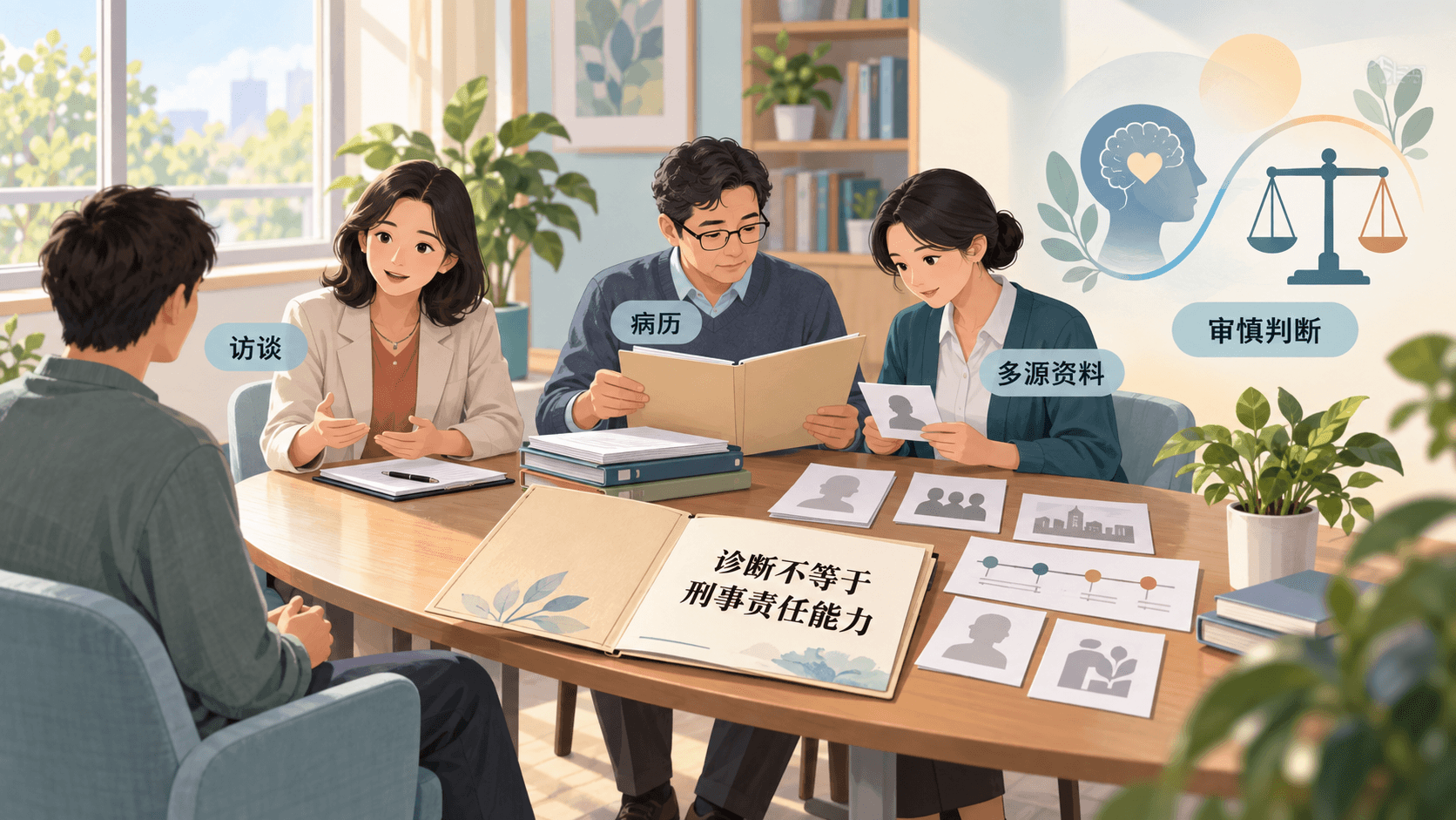 评估团队通过访谈、病历和多源资料审慎判断,画面标注诊断不等于刑事责任能力