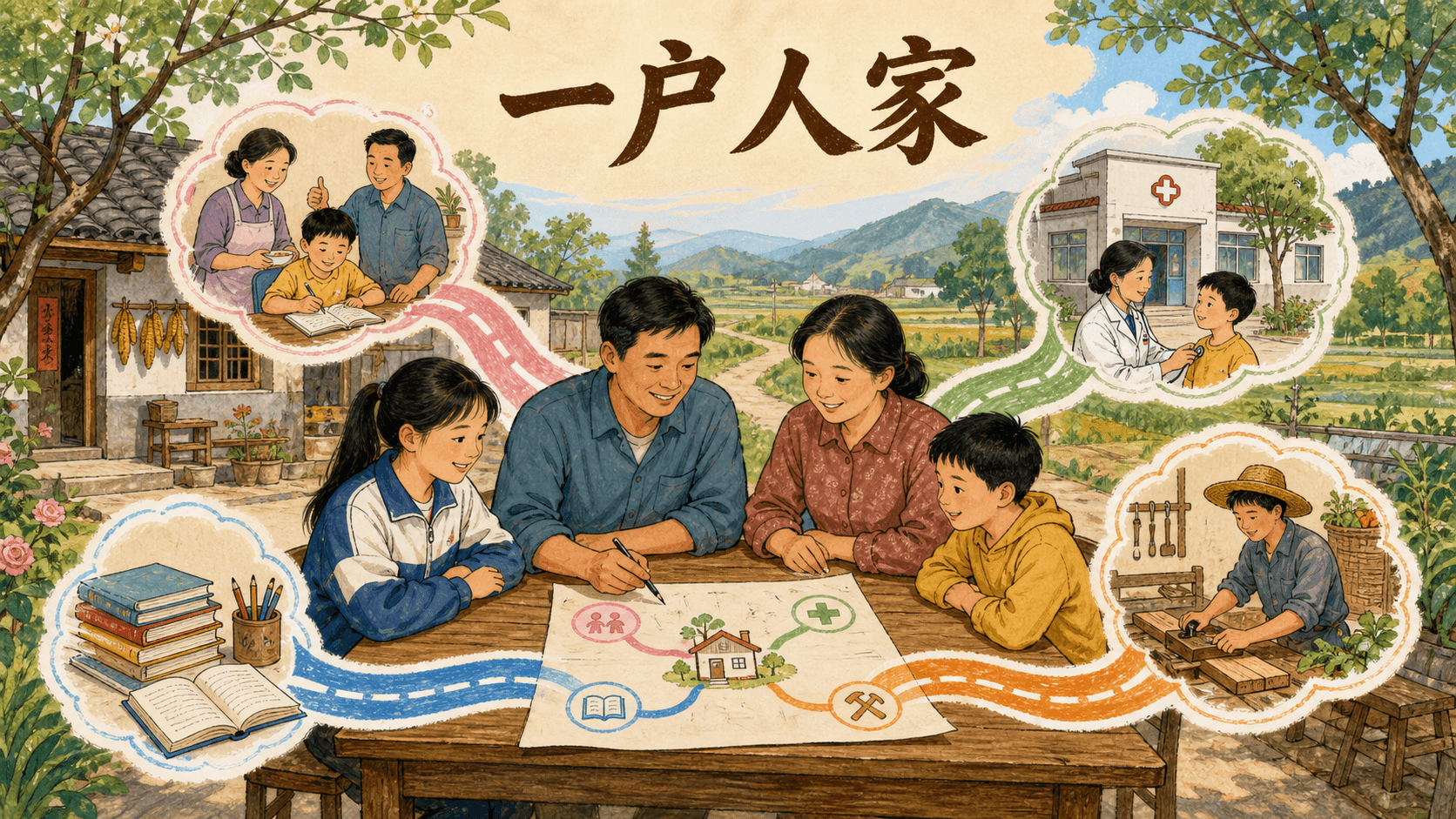 河湾村家庭把学习、健康、照护和技能放在同一张生活图中