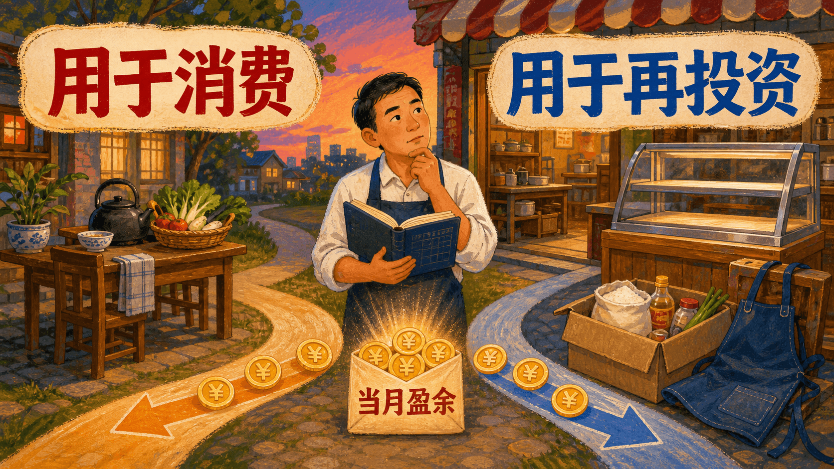 栖桥小食店账本展示剩余价值用于个人消费或追加资本的两条路径
