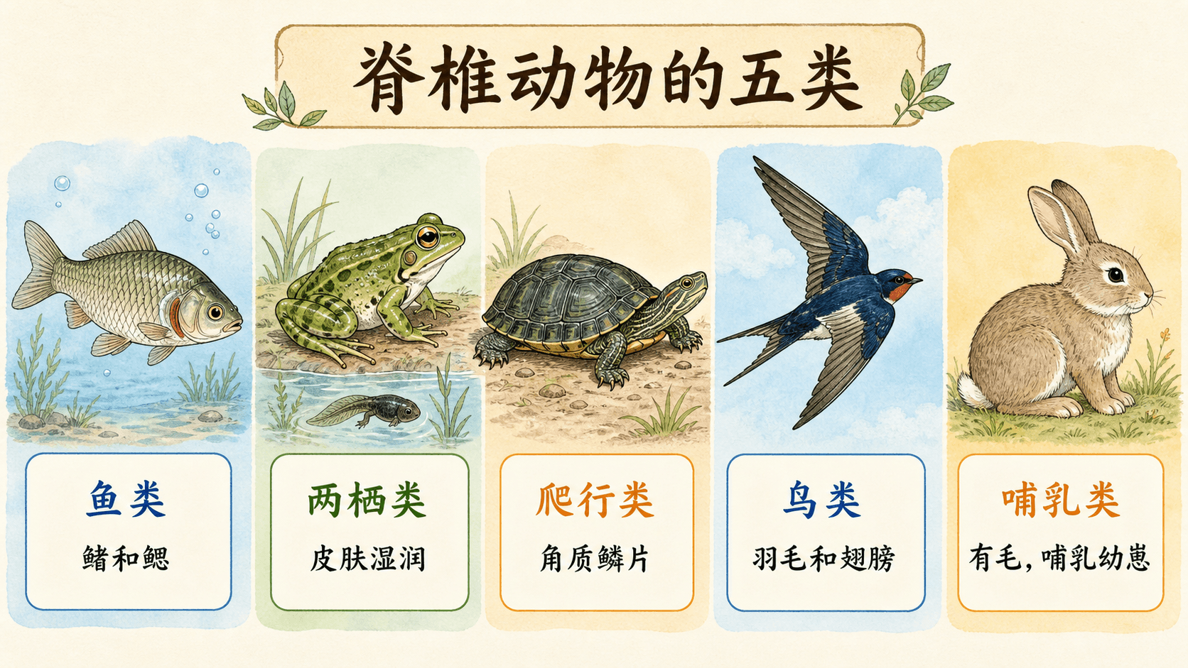 五类动物对比