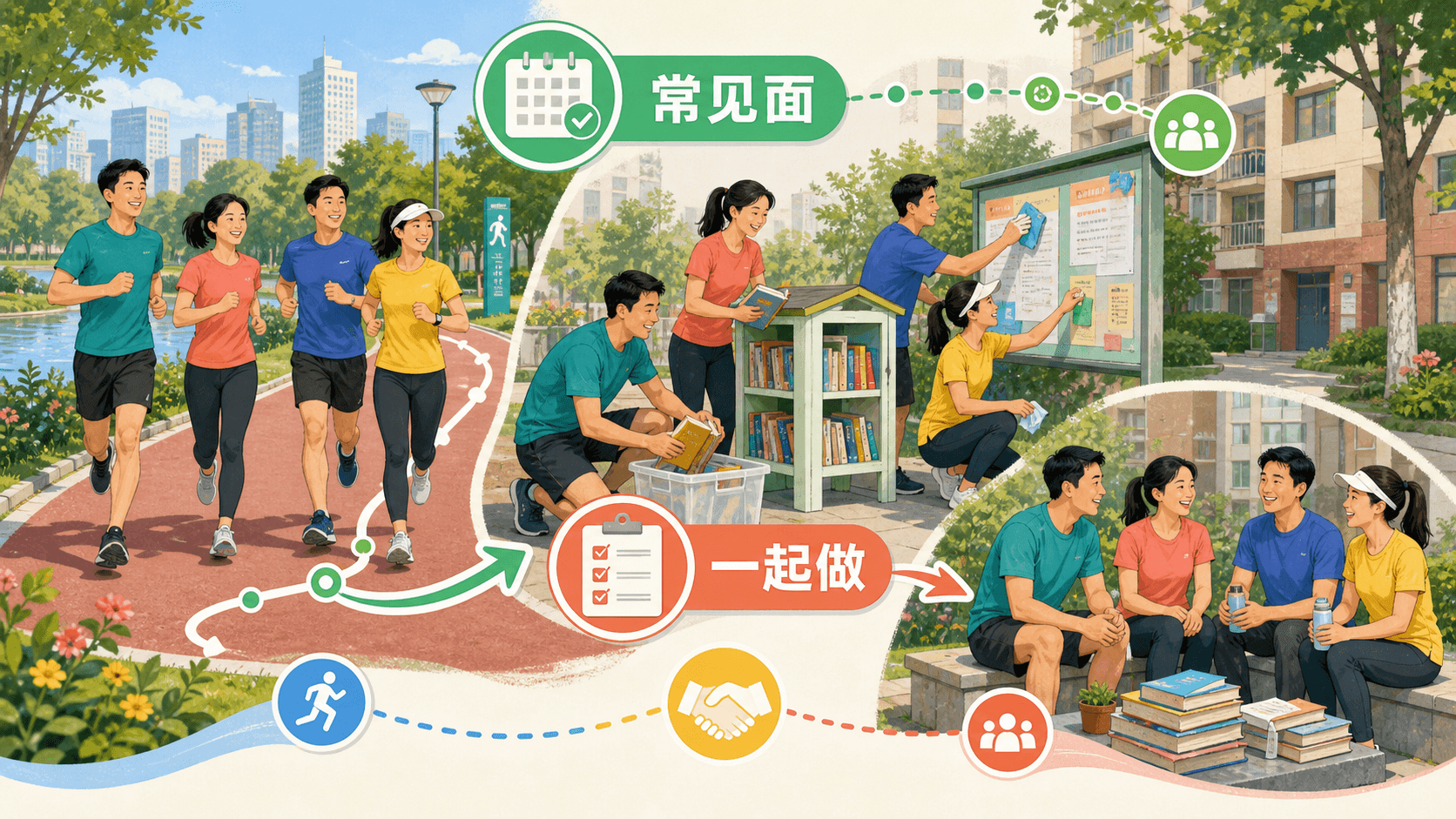 社区跑步团与邻里协作完成小任务
