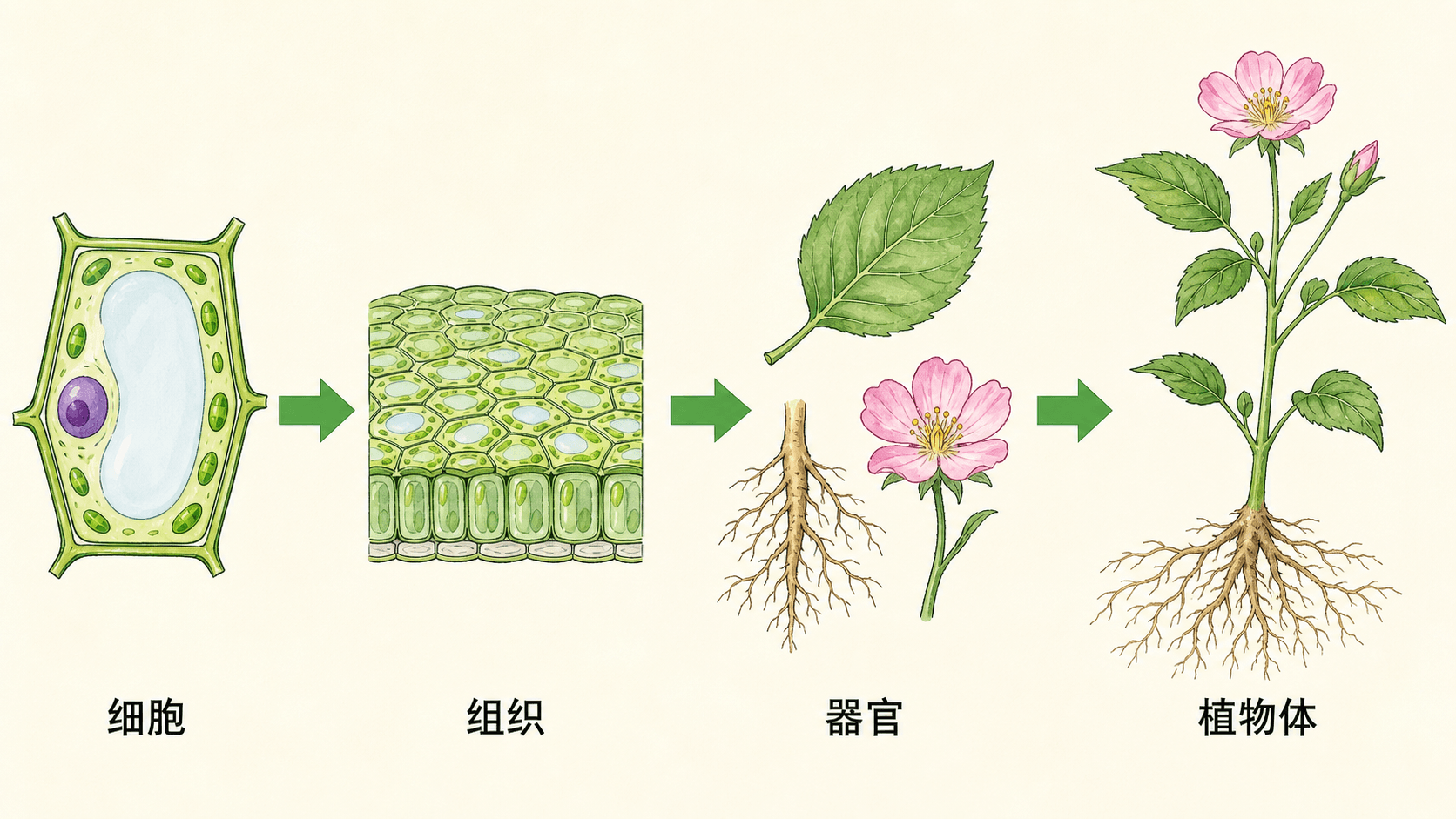 绿色开花植物由细胞到个体的结构层次