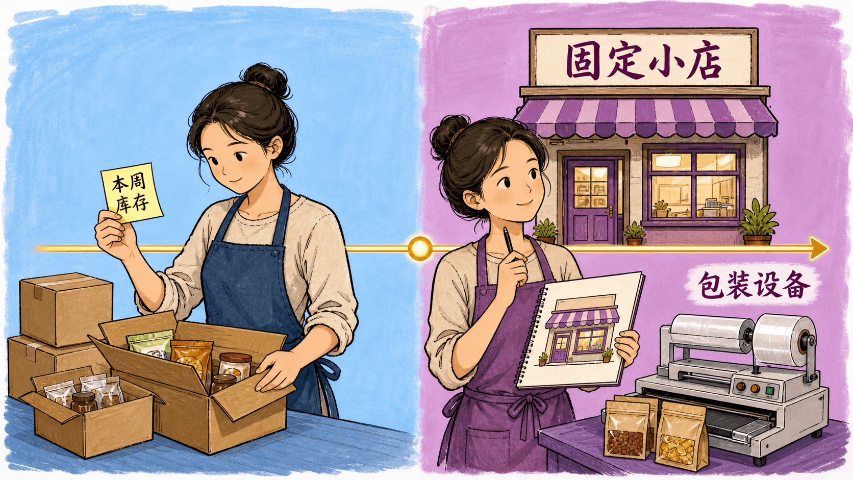 林岚把本周库存等短期安排与固定小店和包装设备等长期计划放在同一时间轴上