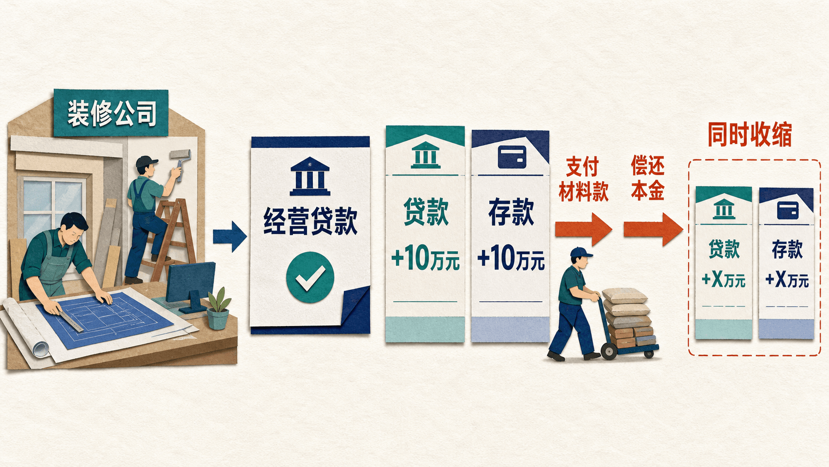 经营贷款形成存款与还款收缩