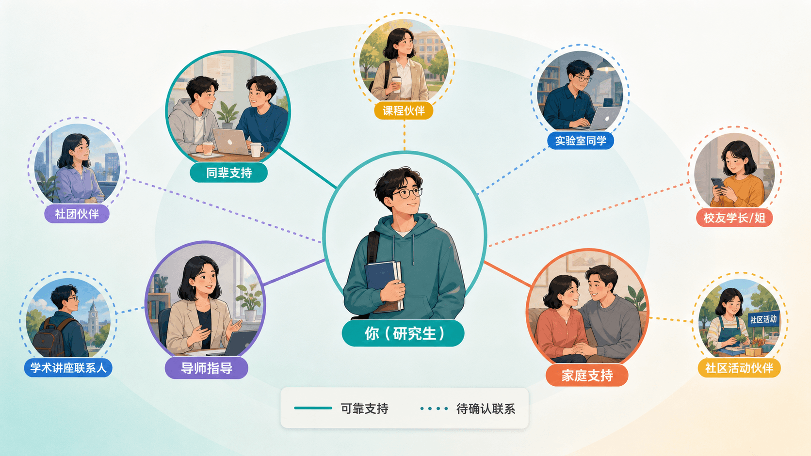 关系支持地图:可靠支持与待确认联系