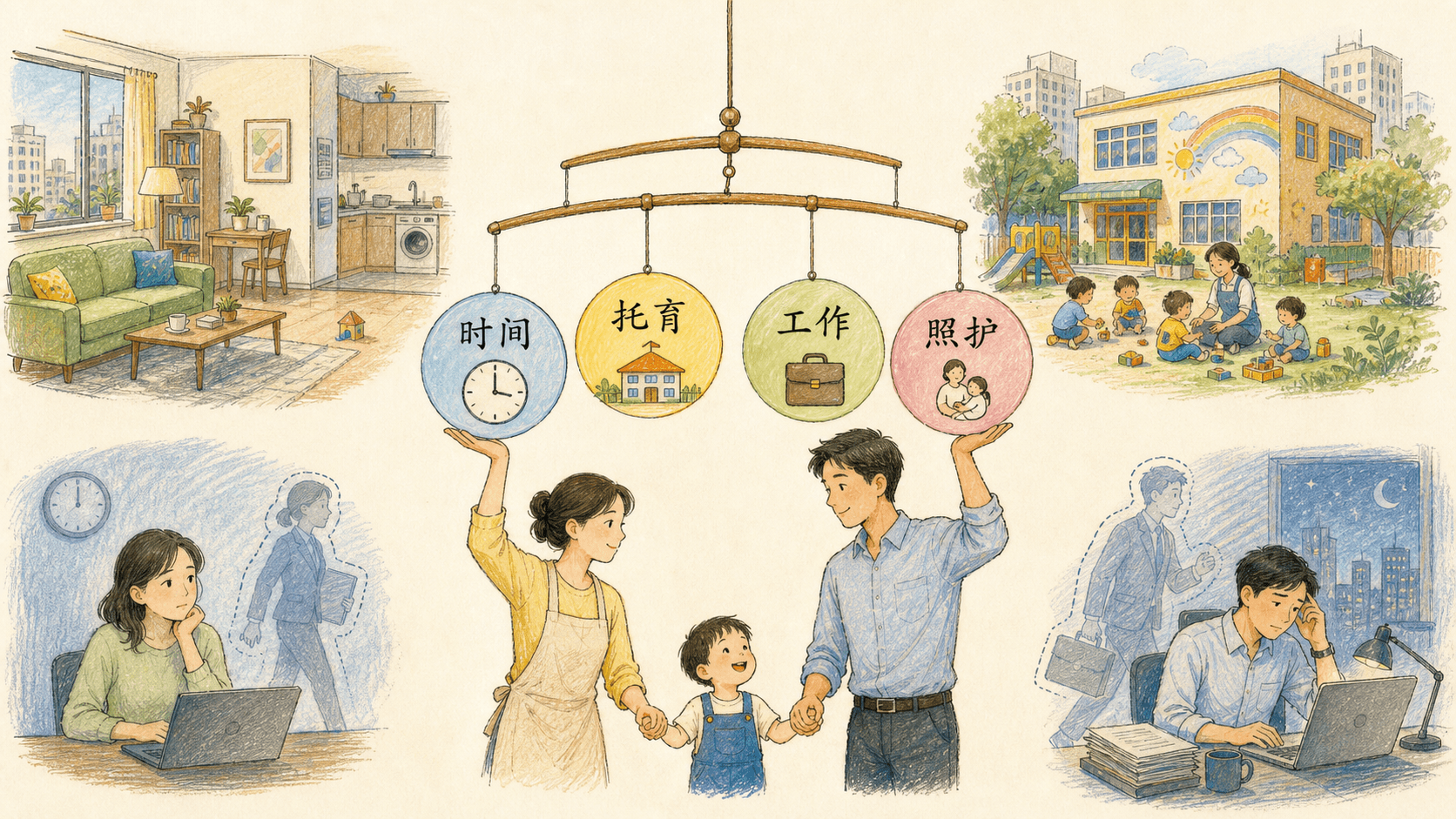 照护、工作与托育共同构成家庭的时间预算