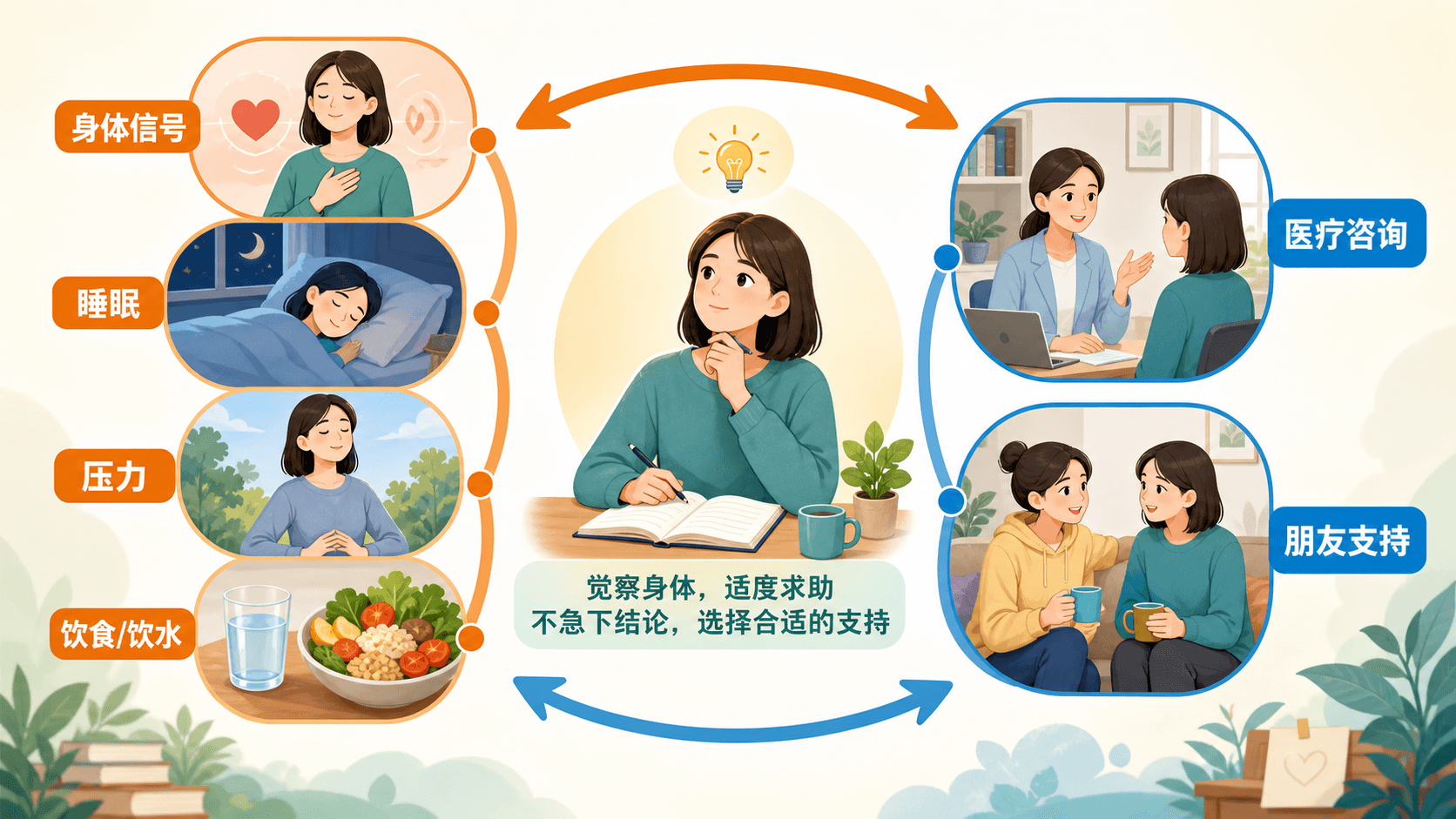 身体信号双向路径:照护、医疗咨询与朋友支持