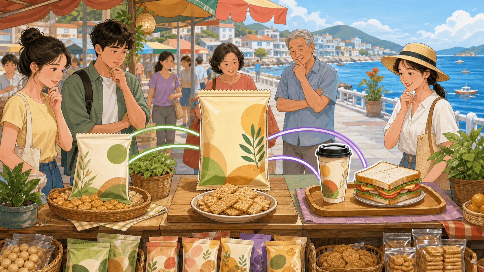 悦达食品的谷物脆与替代零食、咖啡和夹心饼形成竞争与搭配关系。