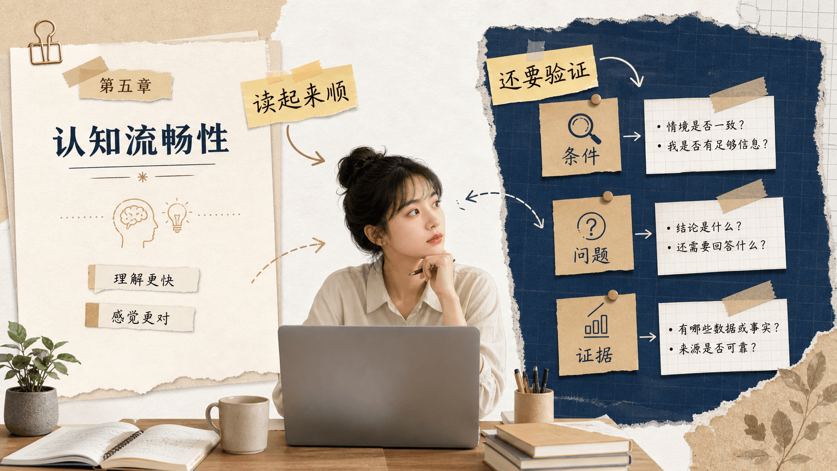 同一条课程承诺在顺滑版式与证据卡片之间形成对照