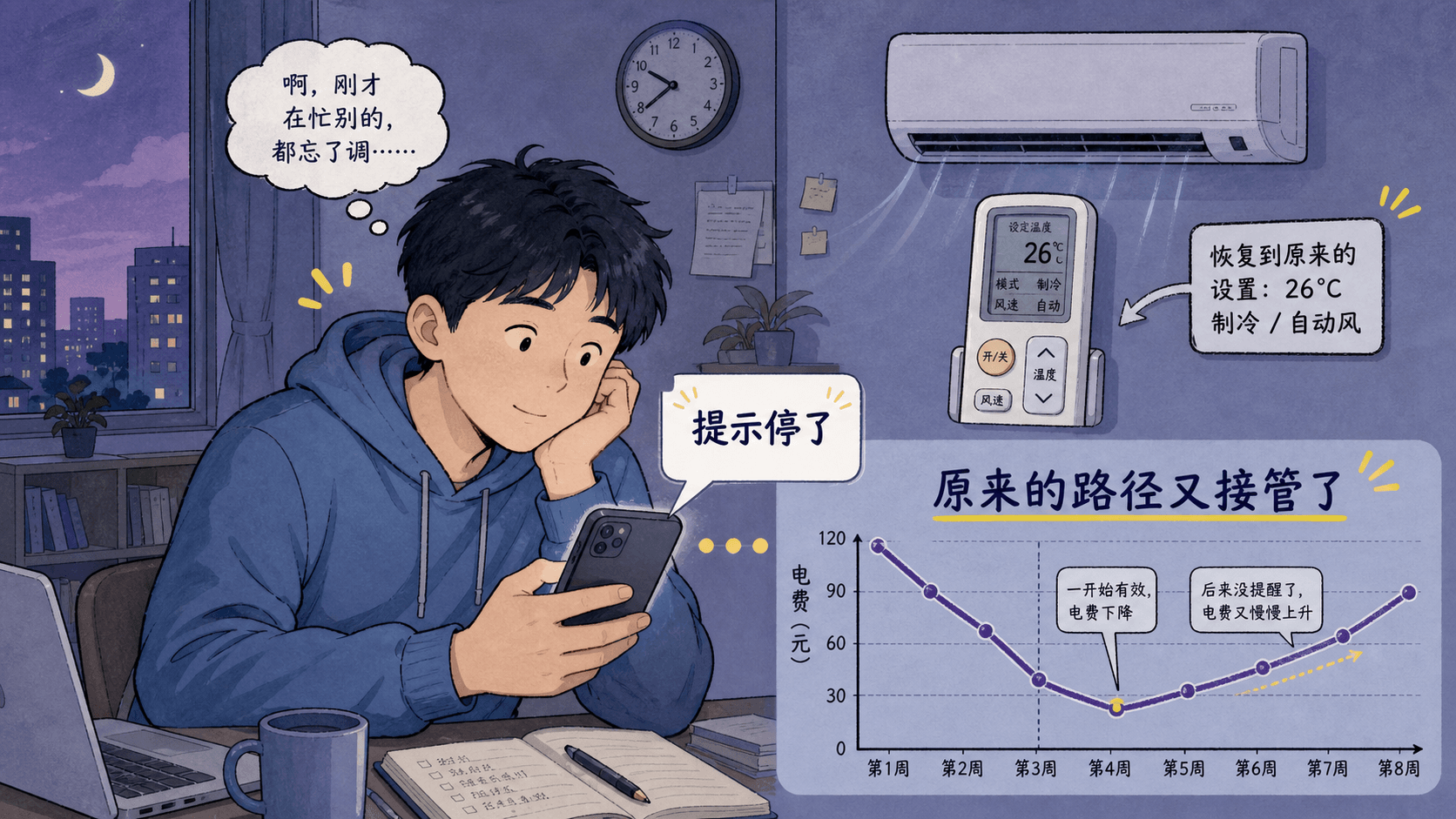 提示撤走后,原来的用电路径重新接管选择
