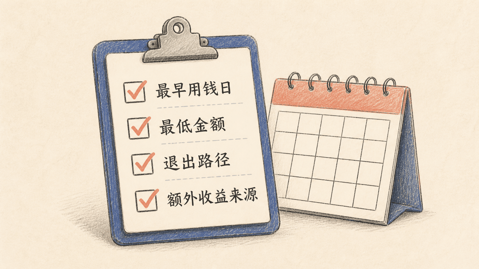 用最早用钱日期、最低可动用金额、退出路径和额外收益来源作判断的四问清单