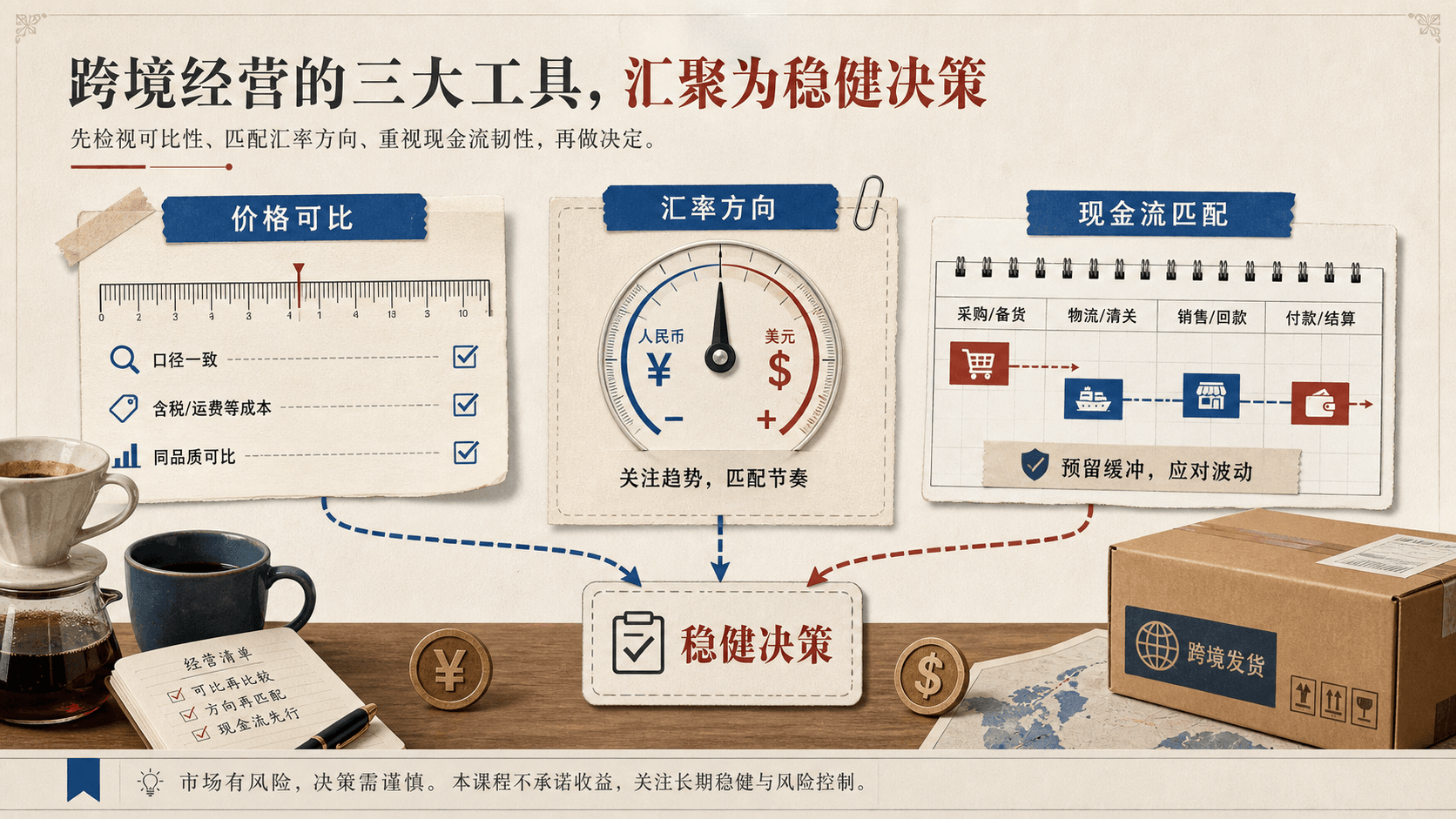 将价格尺、汇率刻度和现金流日历拼成稳健决策路线图的跨境网店经营者