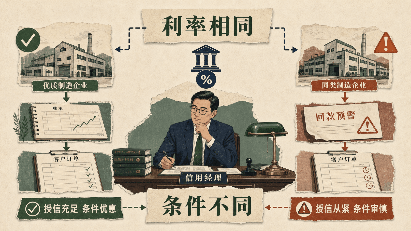 利率相同但信用条件不同的两家制造企业对比拼贴图