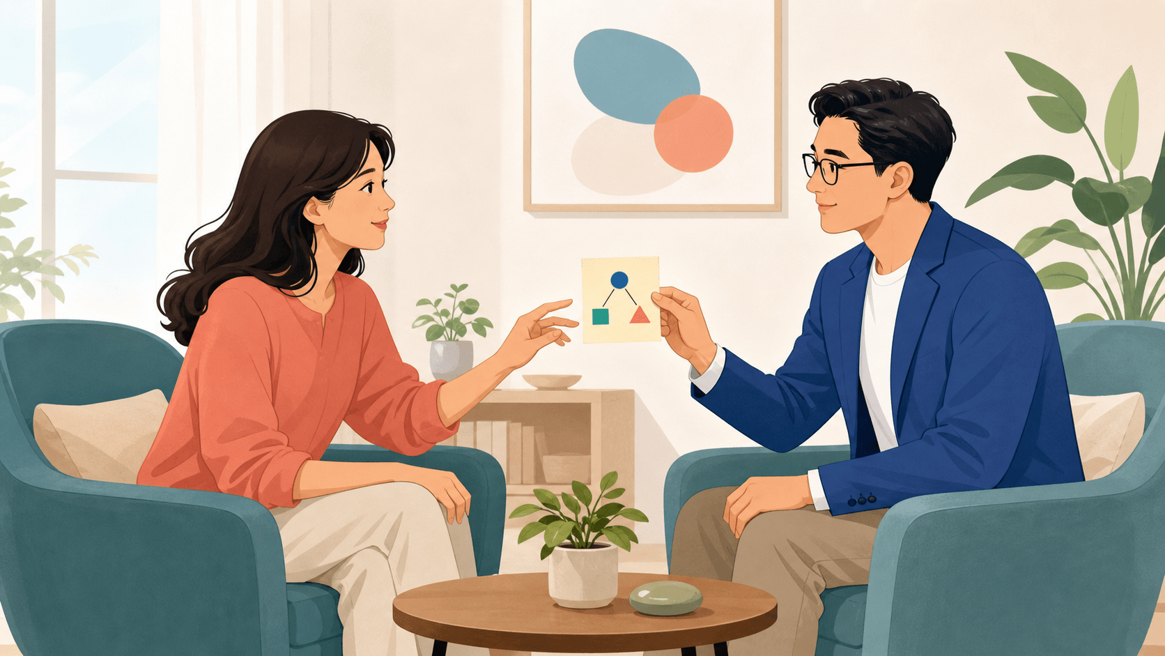 协作取向中由来访者修正治疗师假设的对话示意图