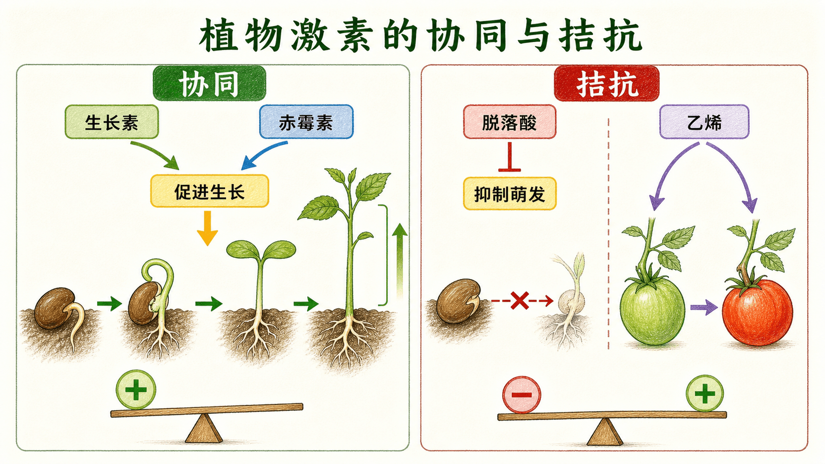 植物生命活动的多源调节 植物接收光照温度水分和重力等信息并产生不同反应的示意图