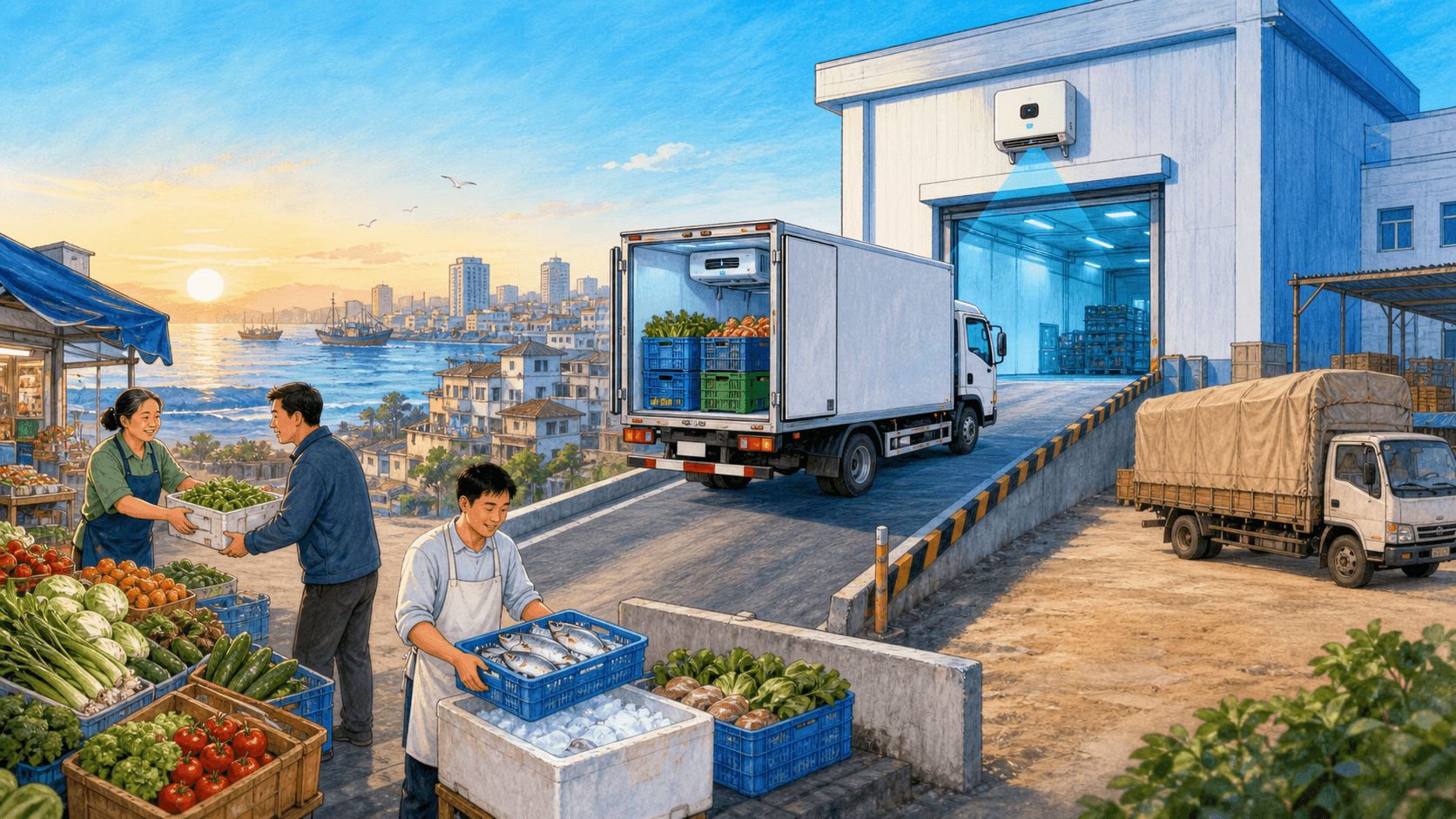 海岚市邻里集市的冷链卸货区与不同替代运输方式对比