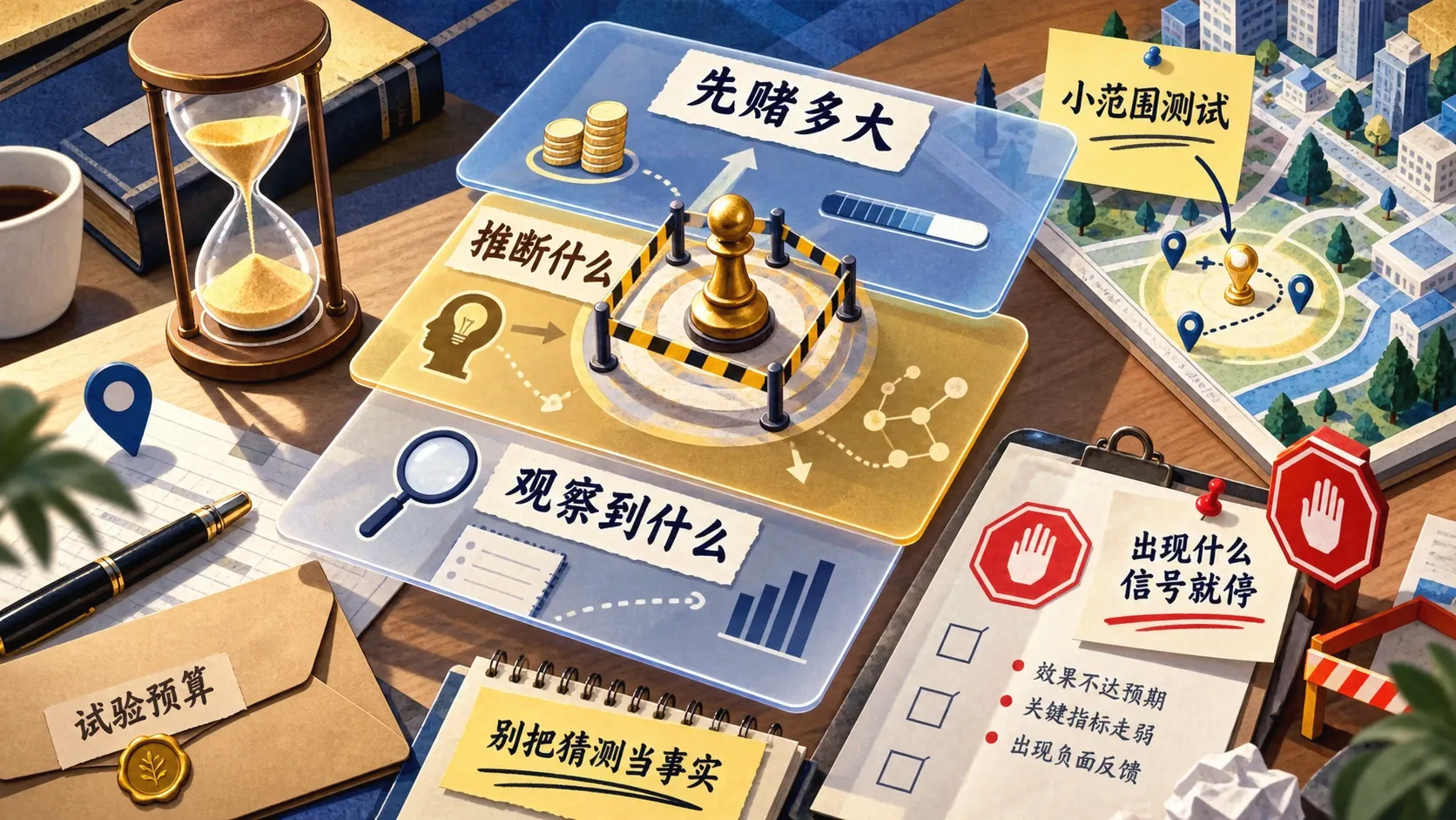带有护栏和退出条件的小范围决策试验