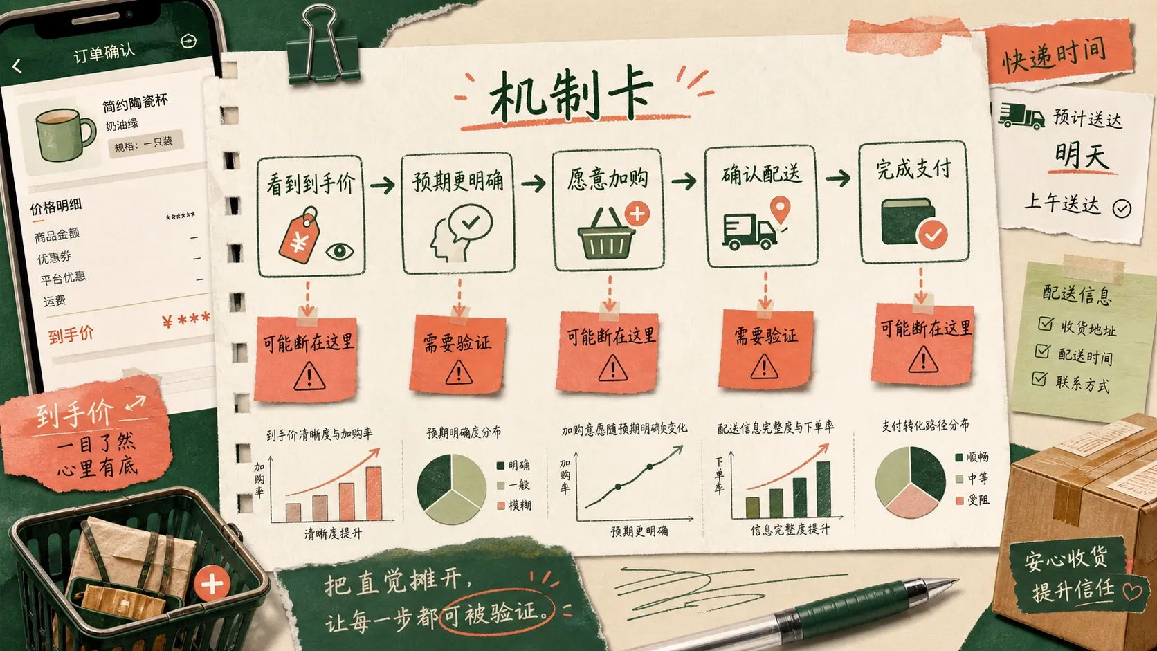 从到手价信息到支付完成的因果机制卡片