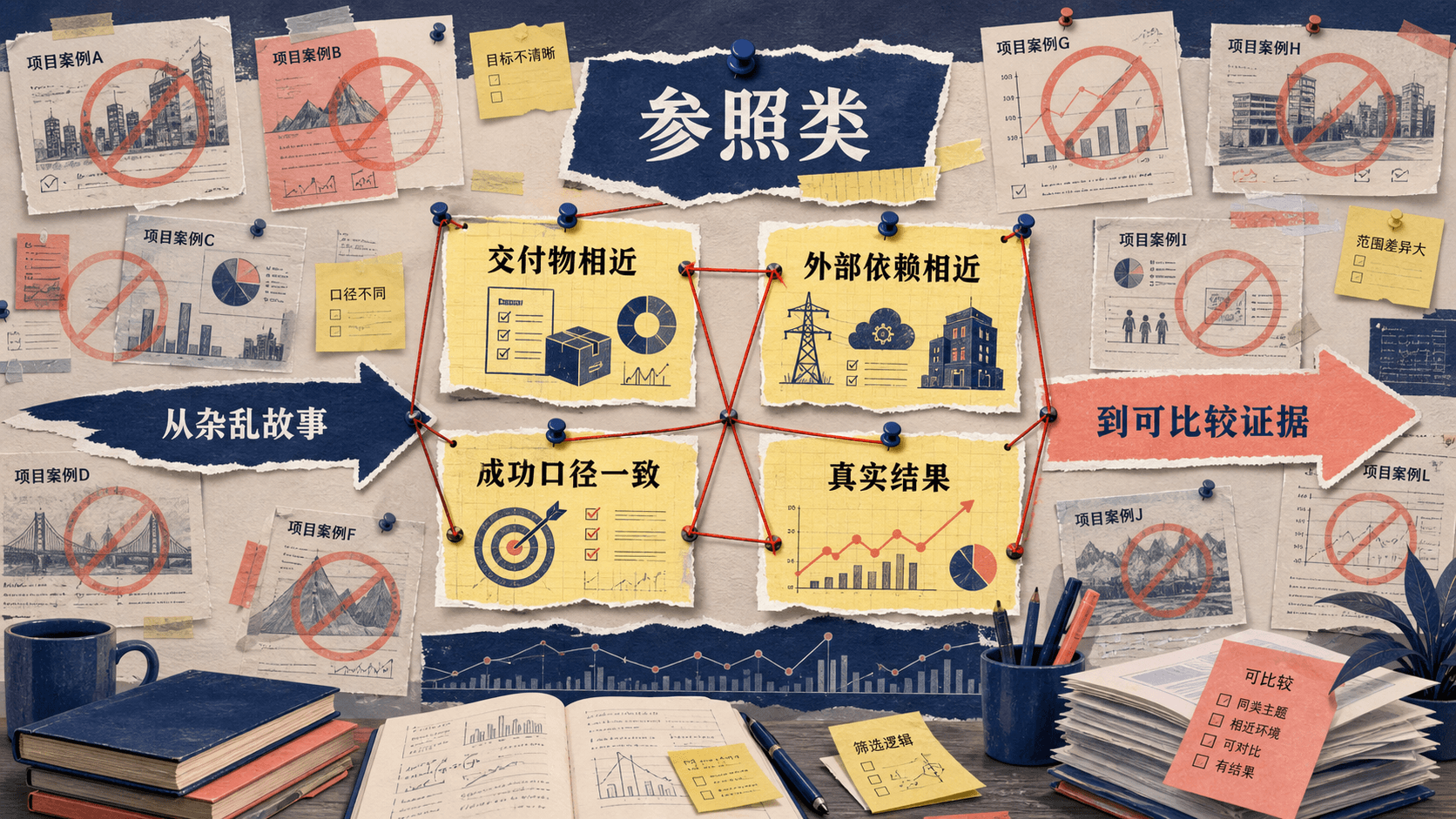项目案例卡片被筛选成参照类的证据墙