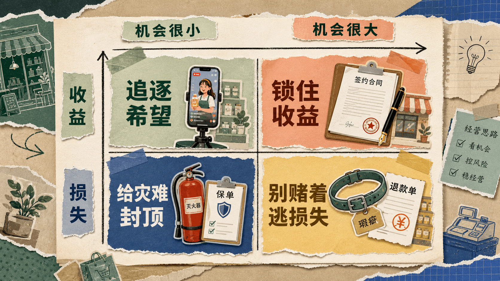 收益与损失、低概率与高概率构成的四重模式决策地图