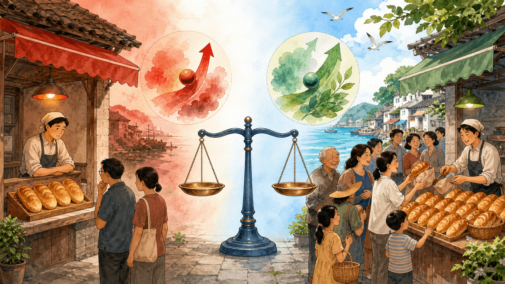 相同面包在价格标签变化和数量增加之间形成对比