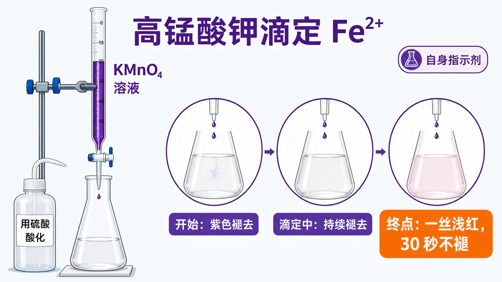 酸性高锰酸钾滴定亚铁时的自指示终点