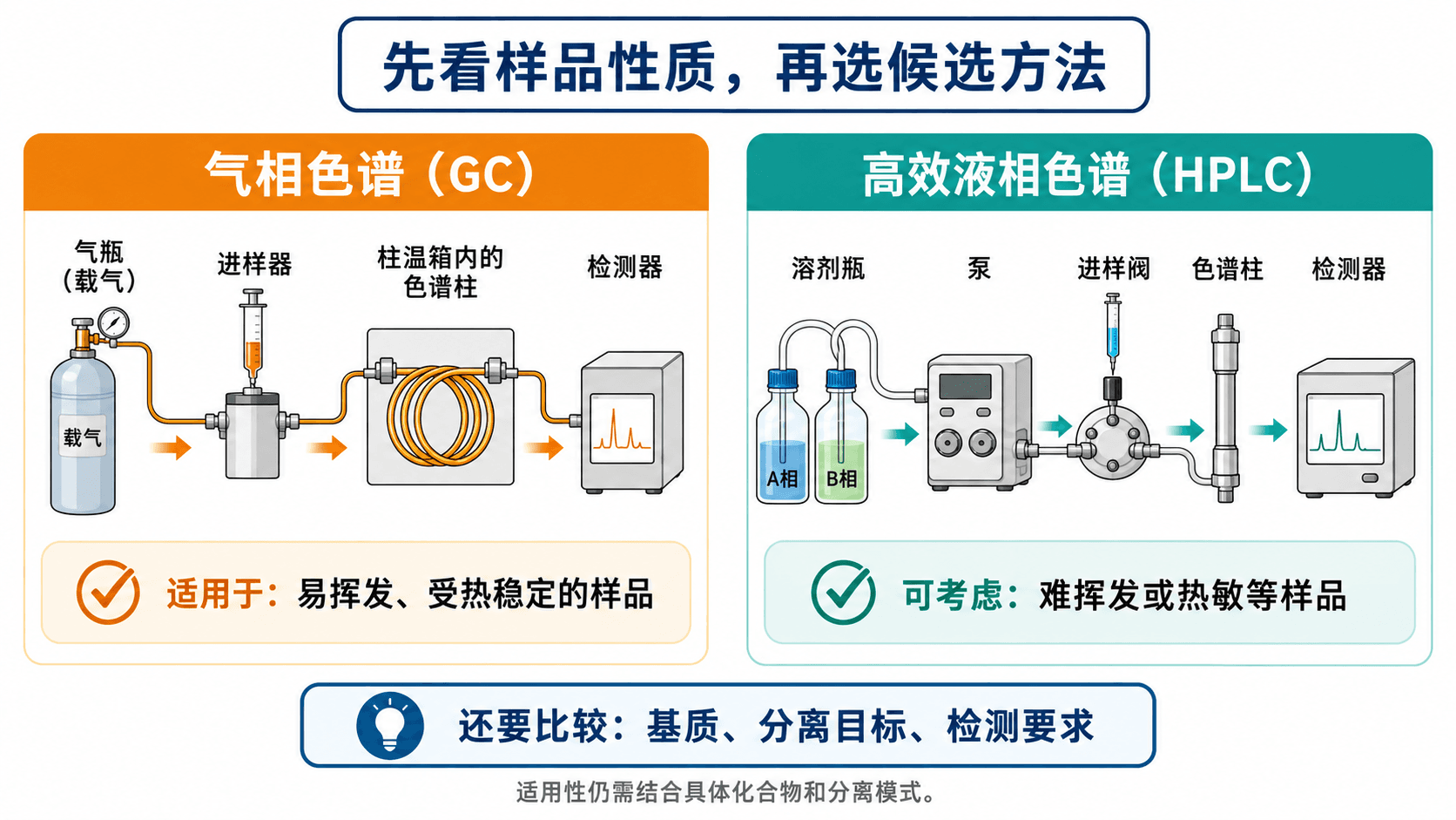 GC 与 HPLC 的流程及样品适用性对照