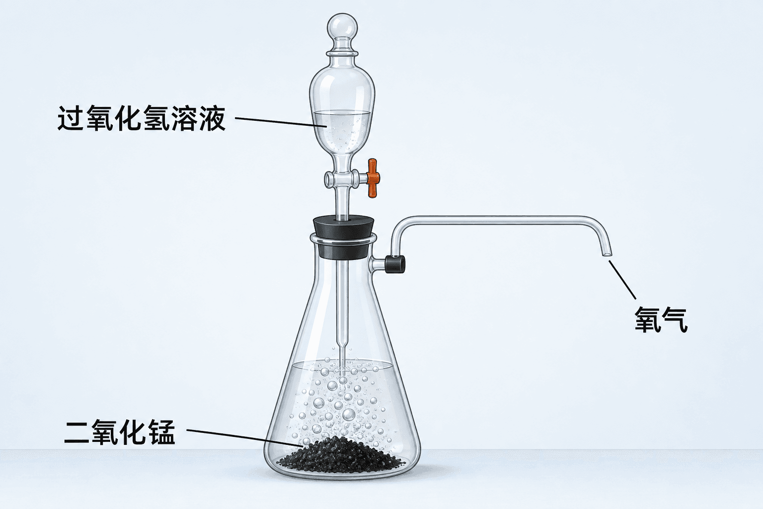 过氧化氢溶液和二氧化锰制取氧气的实验装置示意
