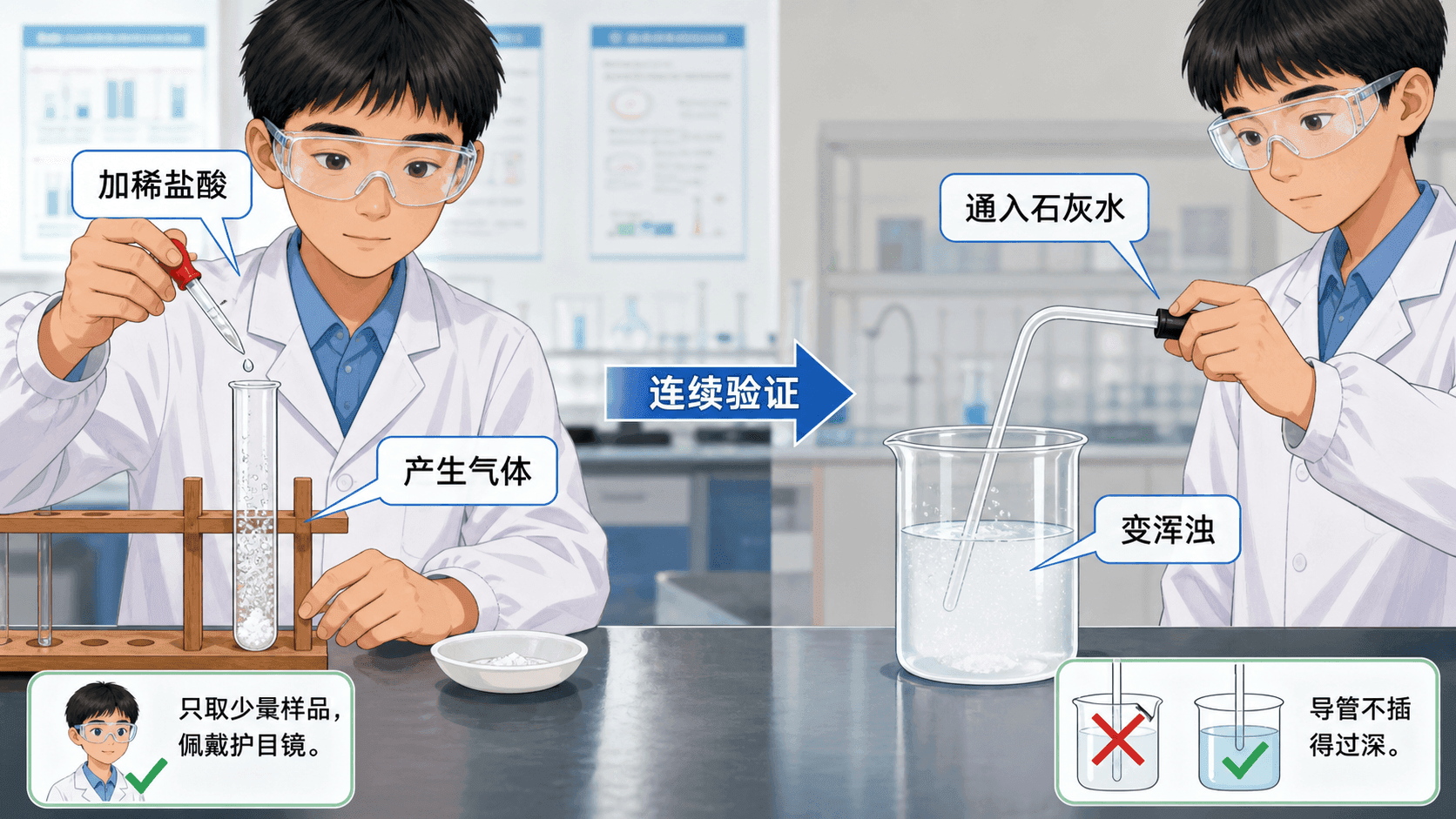 碳酸盐检验的两步证据链