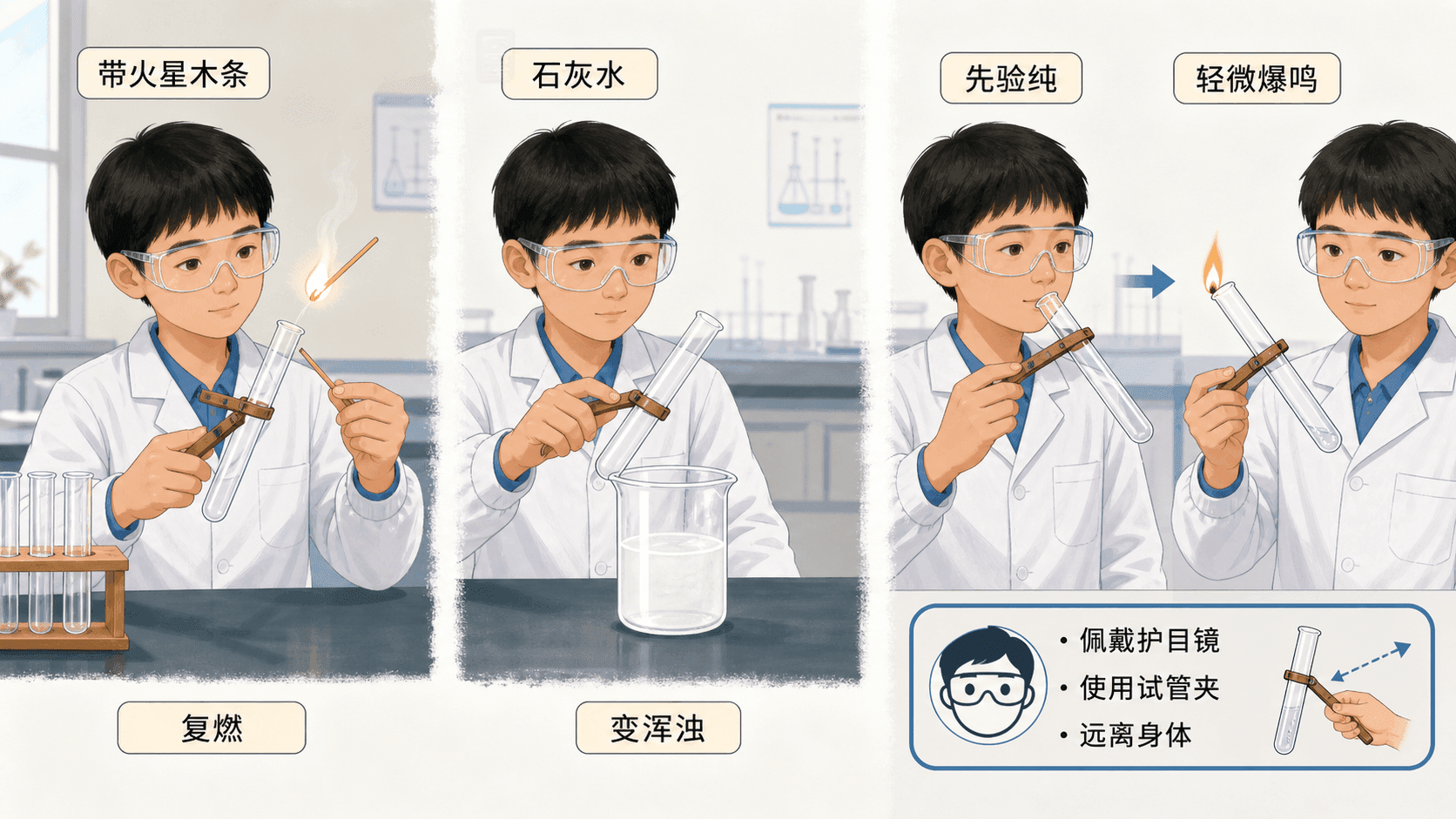 三种常见气体的检验现象