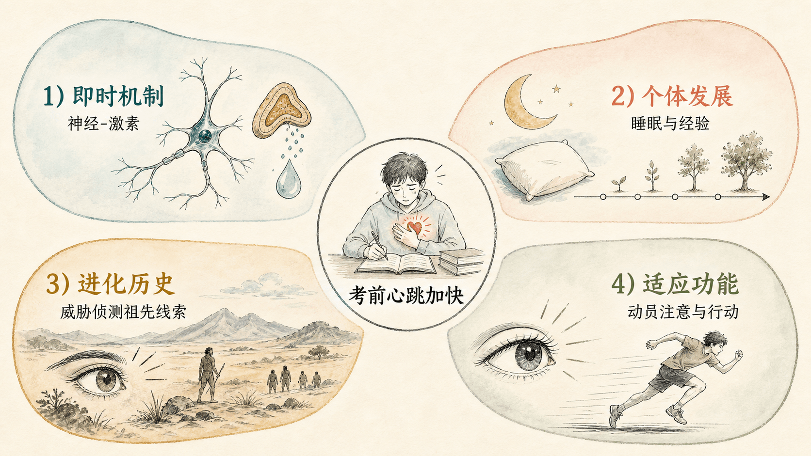 以考前心跳加快为中心的四种生物心理学解释