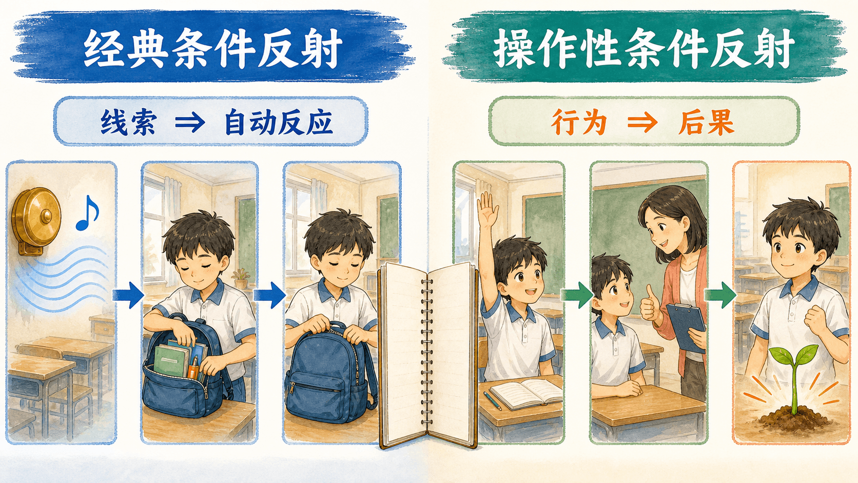 经典条件反射与操作性条件反射的两条学习路径