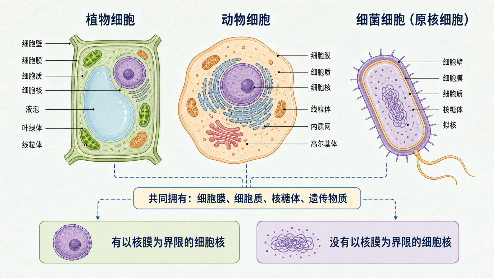细胞结构总览:从原核细胞到动植物细胞
