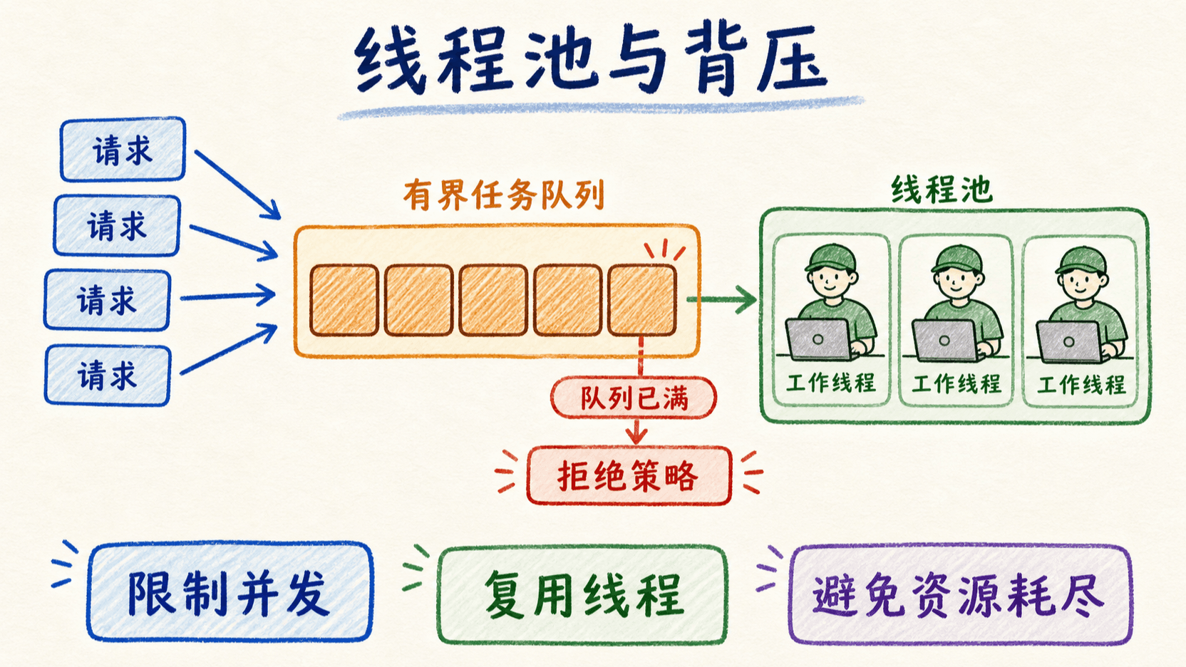 线程池、有界队列与回压机制