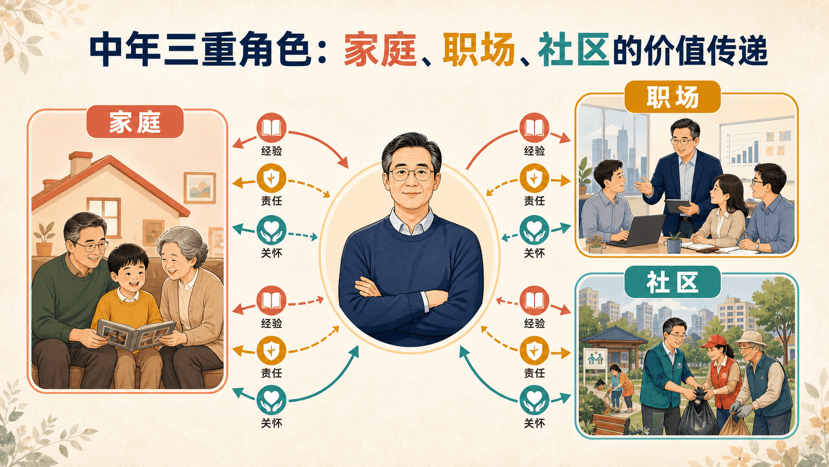 中年三重角色:家庭、职场与社区之间的价值传递