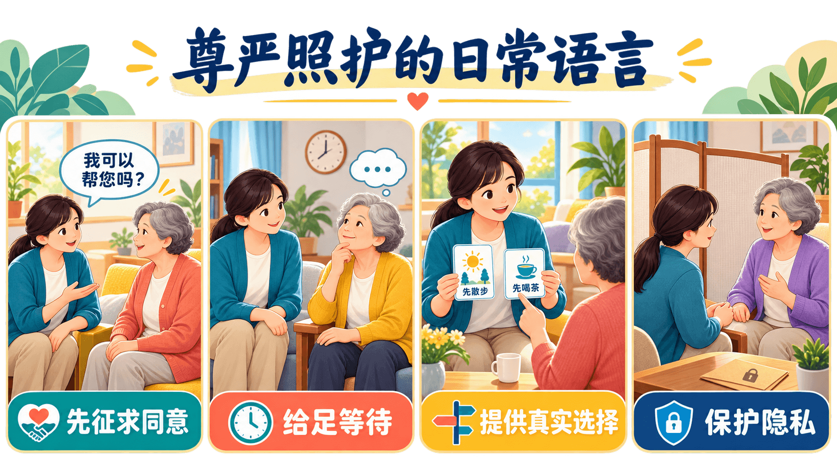 尊严照护的日常语言:先问、给时间、保留选择与尊重隐私