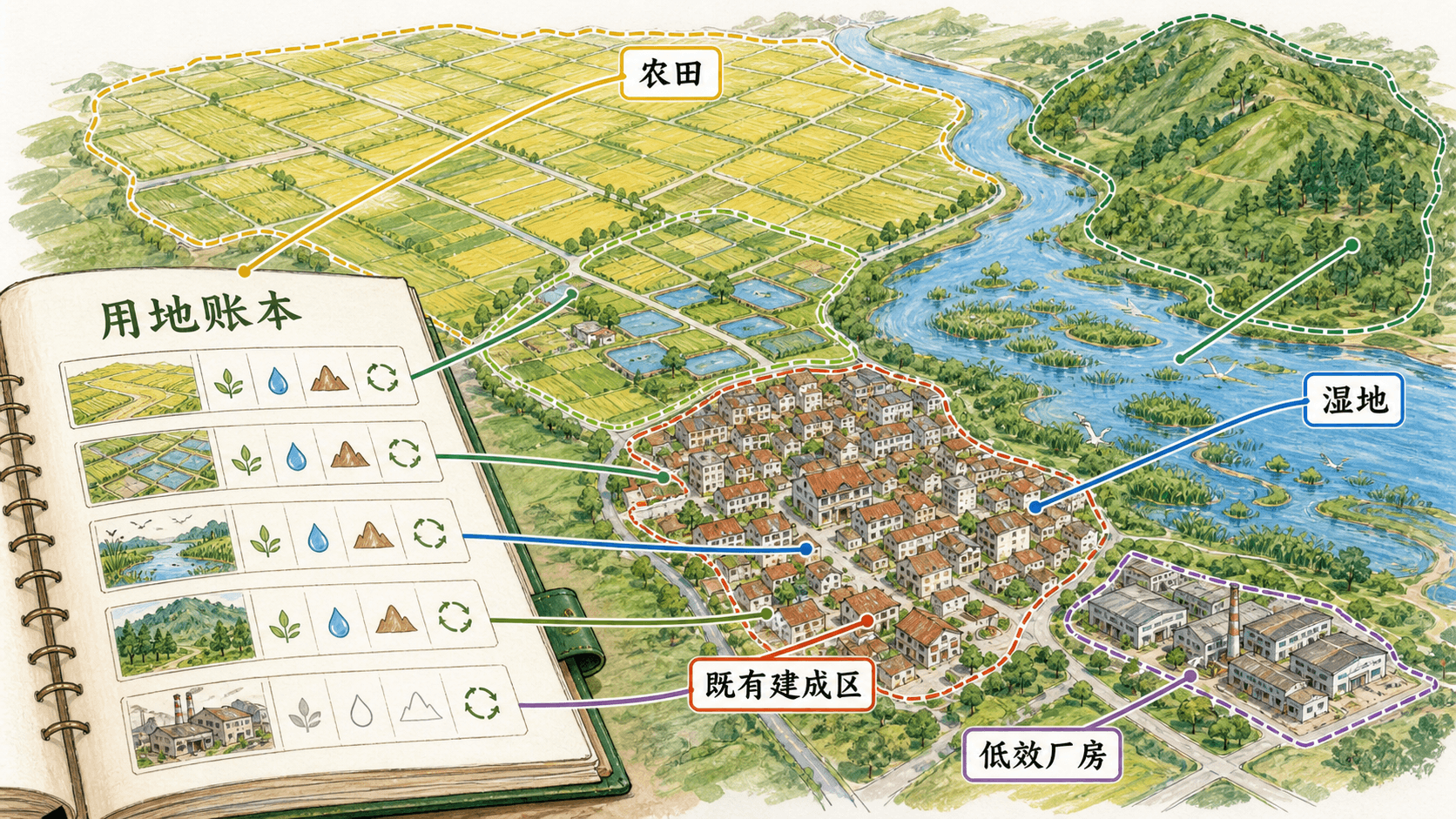 东湾用地账本盘点农田、湿地、既有建成区和低效厂房的分类与关系