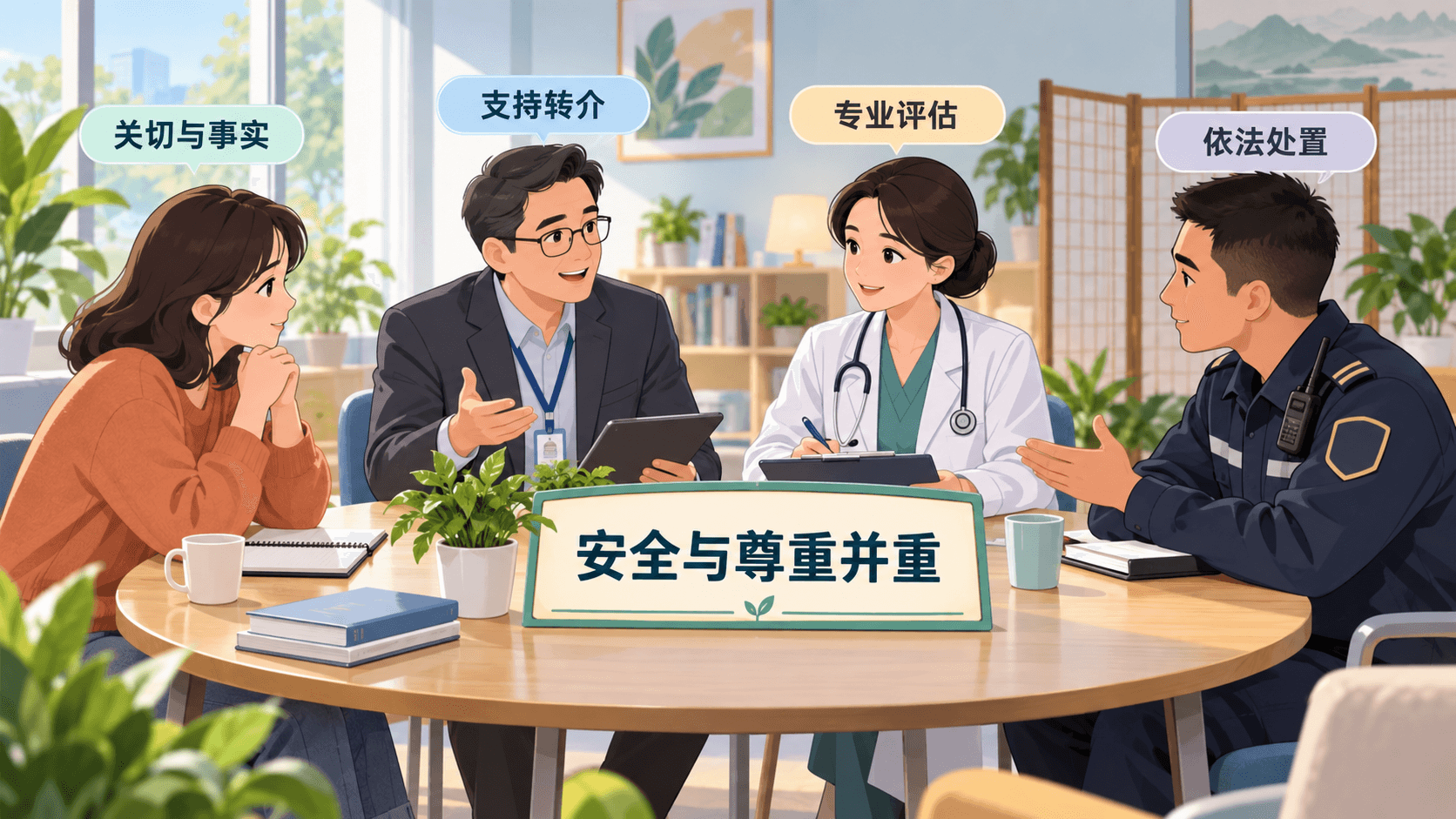 安全与尊重并重:关切倾听、支持转介、专业评估和依法处置在各自边界内协同