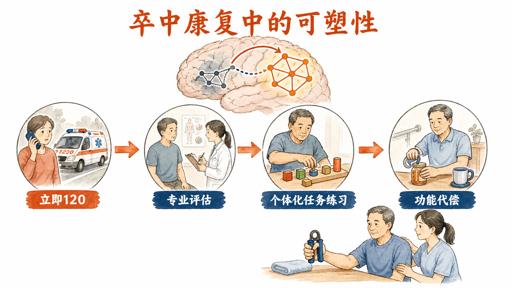 康复中的可塑性:识别卒中、专业评估、个体化康复和功能代偿的连续过程