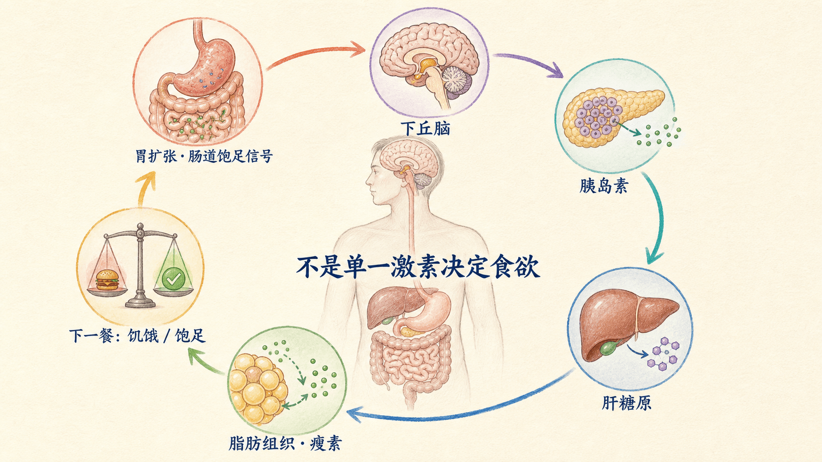 短期与长期食欲信号共同参与能量稳态