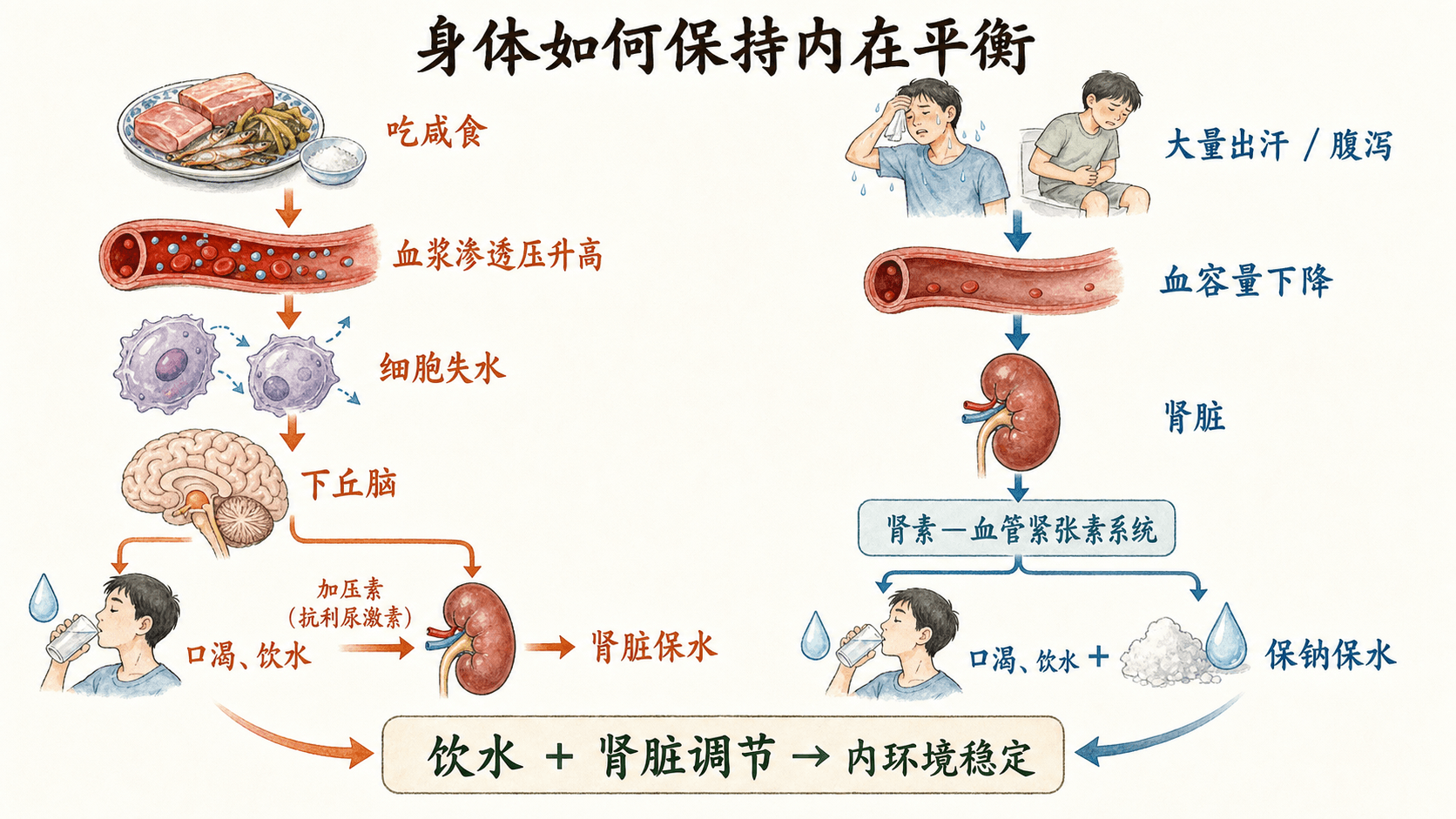 两类口渴的并行反馈路径