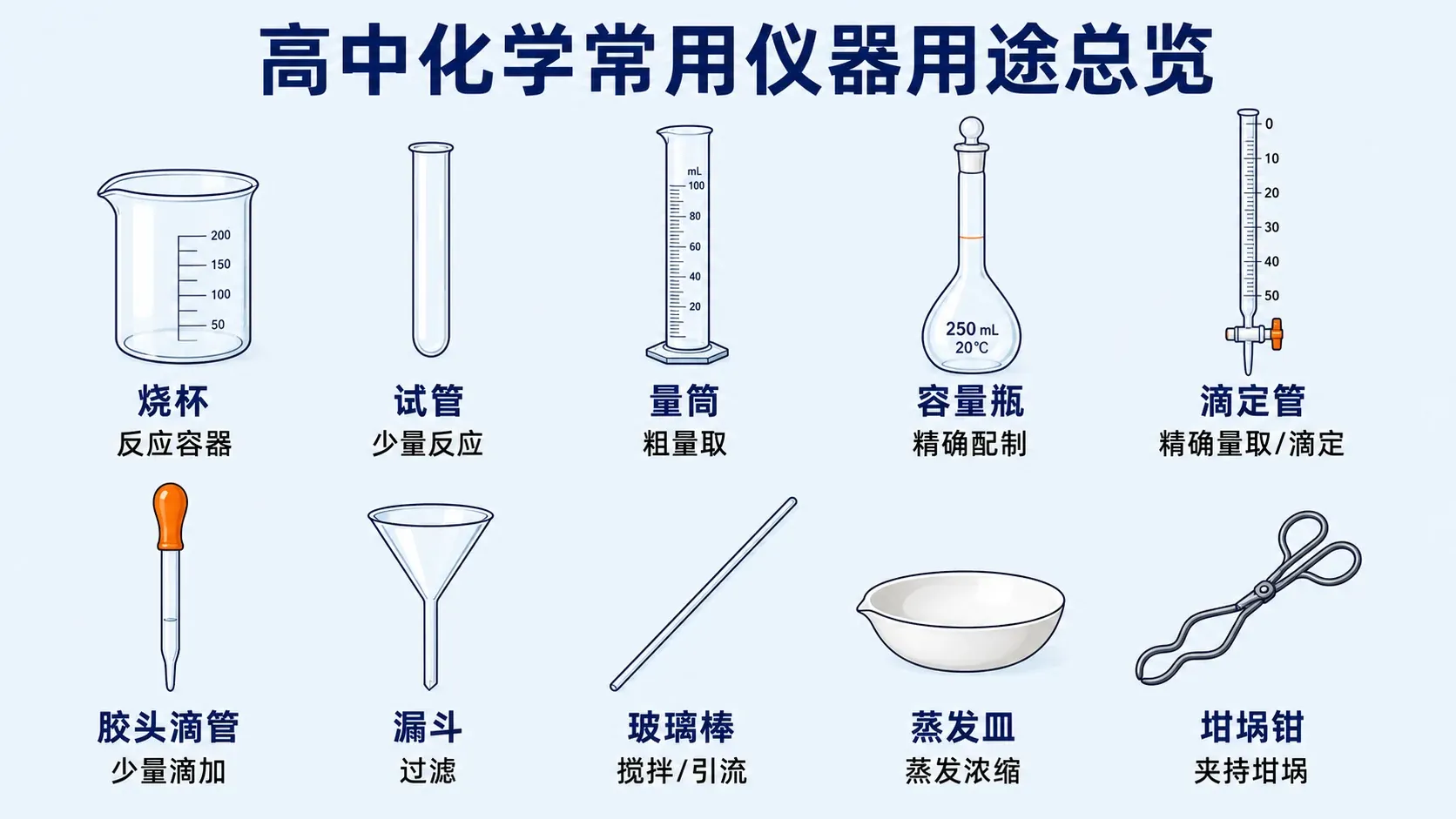 高中化学常用仪器及用途