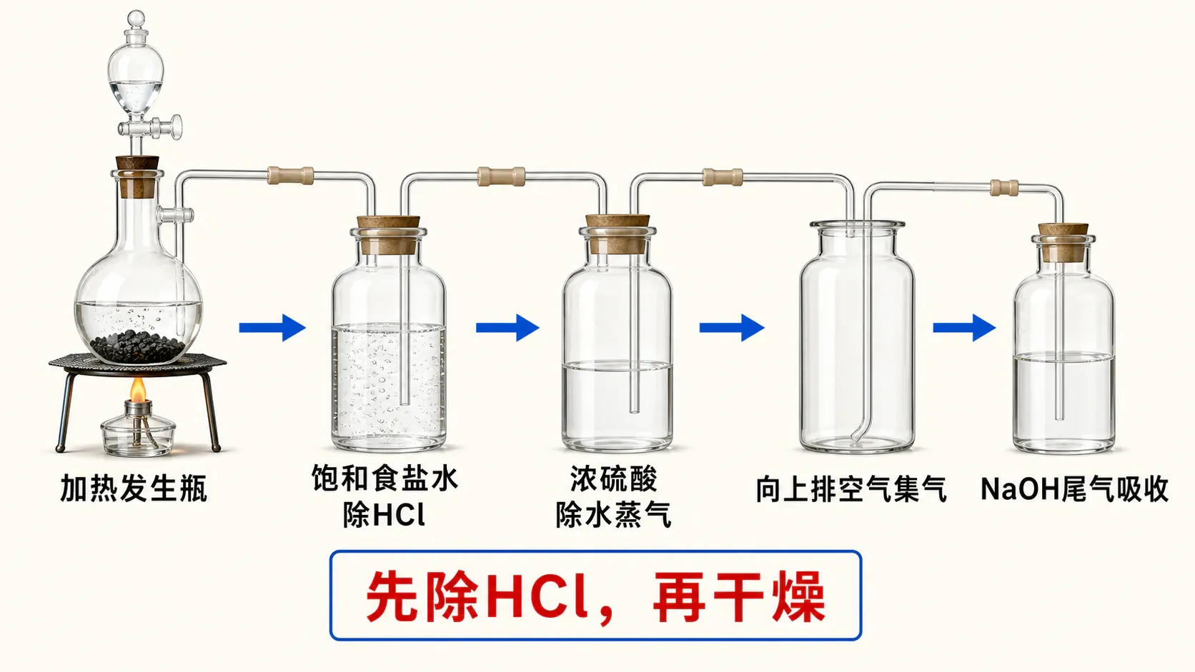干燥氯气时的净化顺序