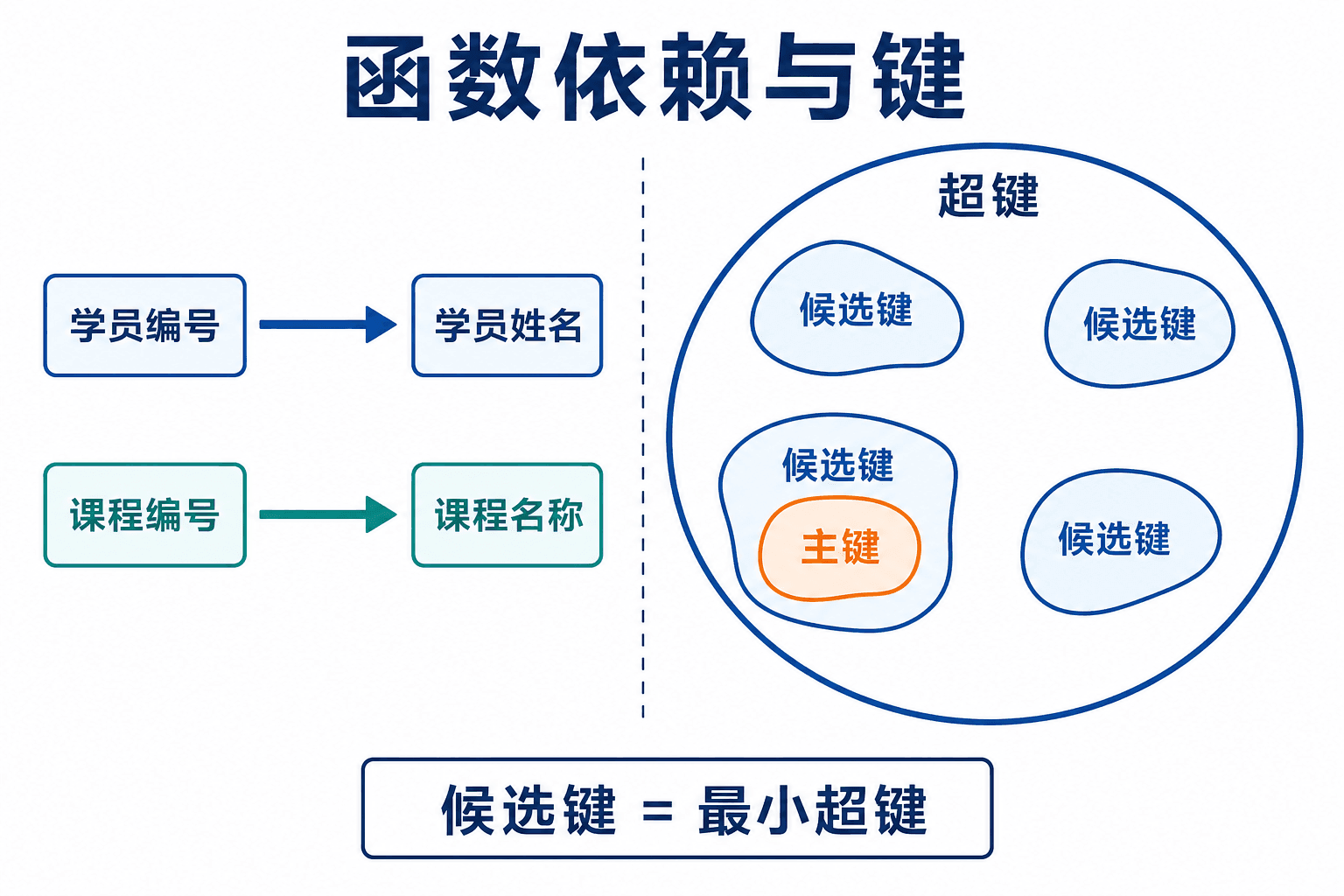函数依赖、超键与候选键之间的推理关系
