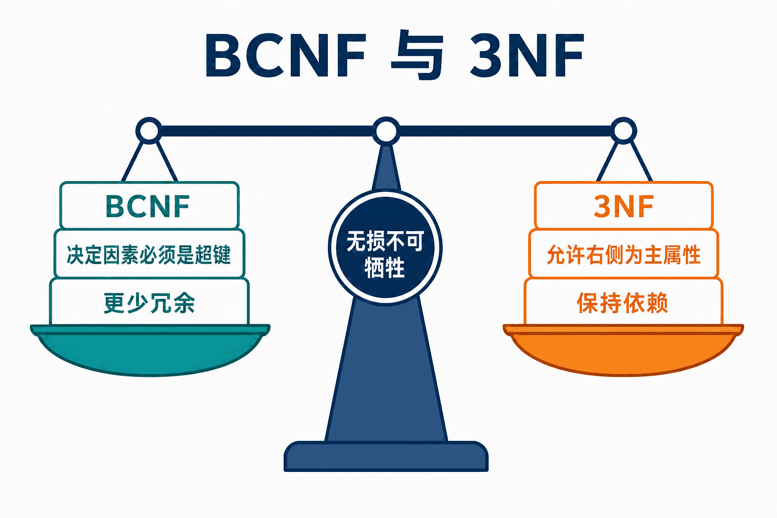 BCNF 与第三范式在冗余和依赖保持之间的取舍