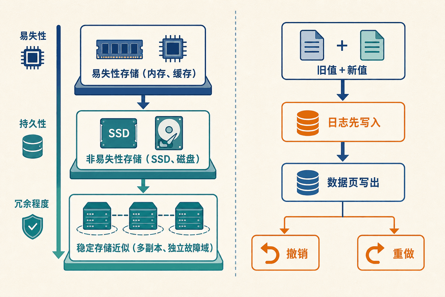 易失、非易失与稳定存储的层级和故障边界