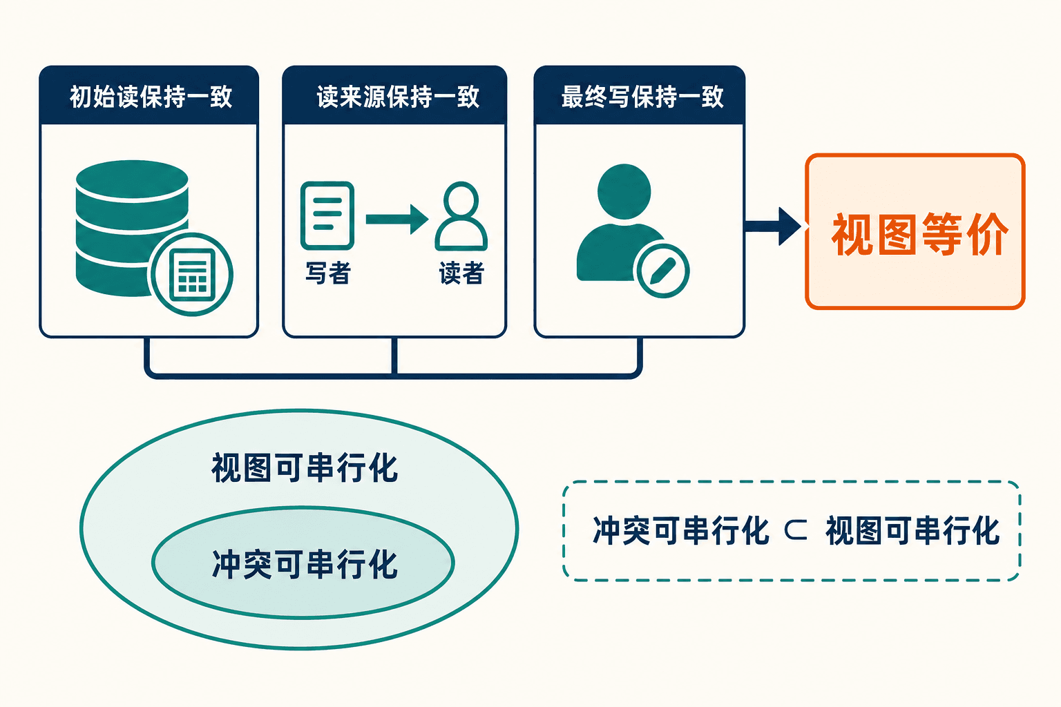视图等价的初始读、读来源与最终写三项条件