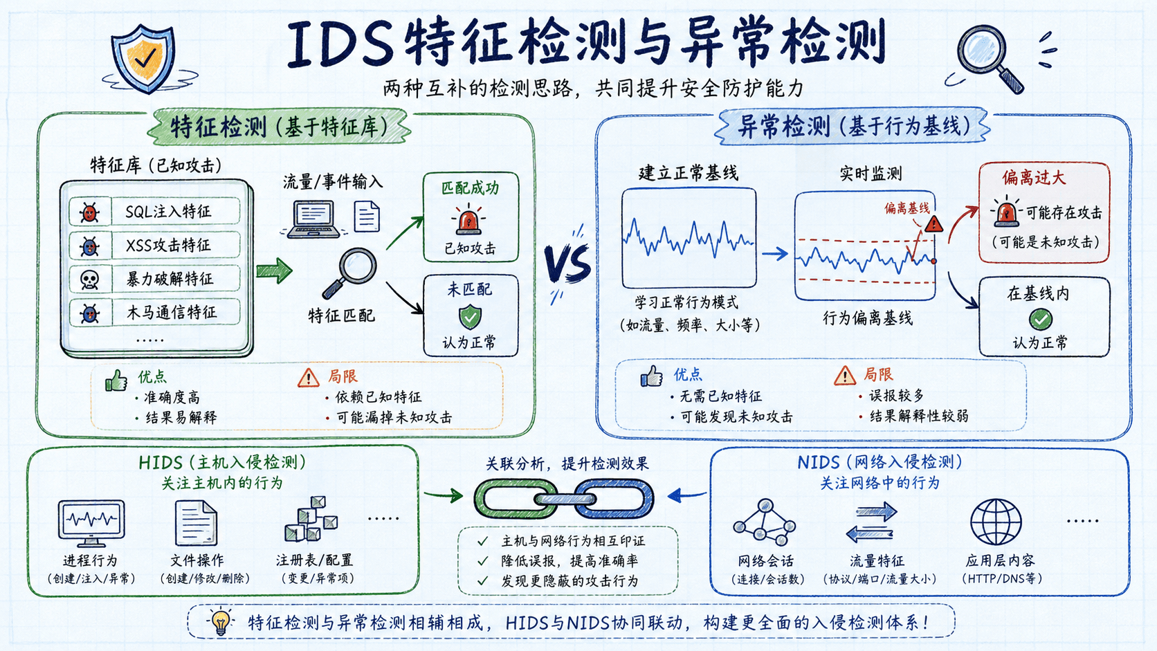 IDS特征检测和异常检测以及HIDS与NIDS